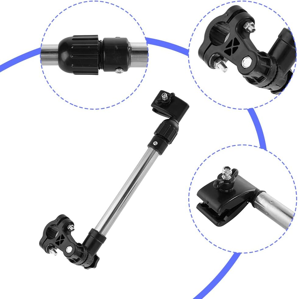 Umbrella Mount Holder, Bicycle Umbrellas Stand Adjustable 360 &deg; Retractable Stainless Steel Bike Support Bar Holder Mounted Frame Handle Connector for Electric Walker Wheel Chair Cart Pram image number 4