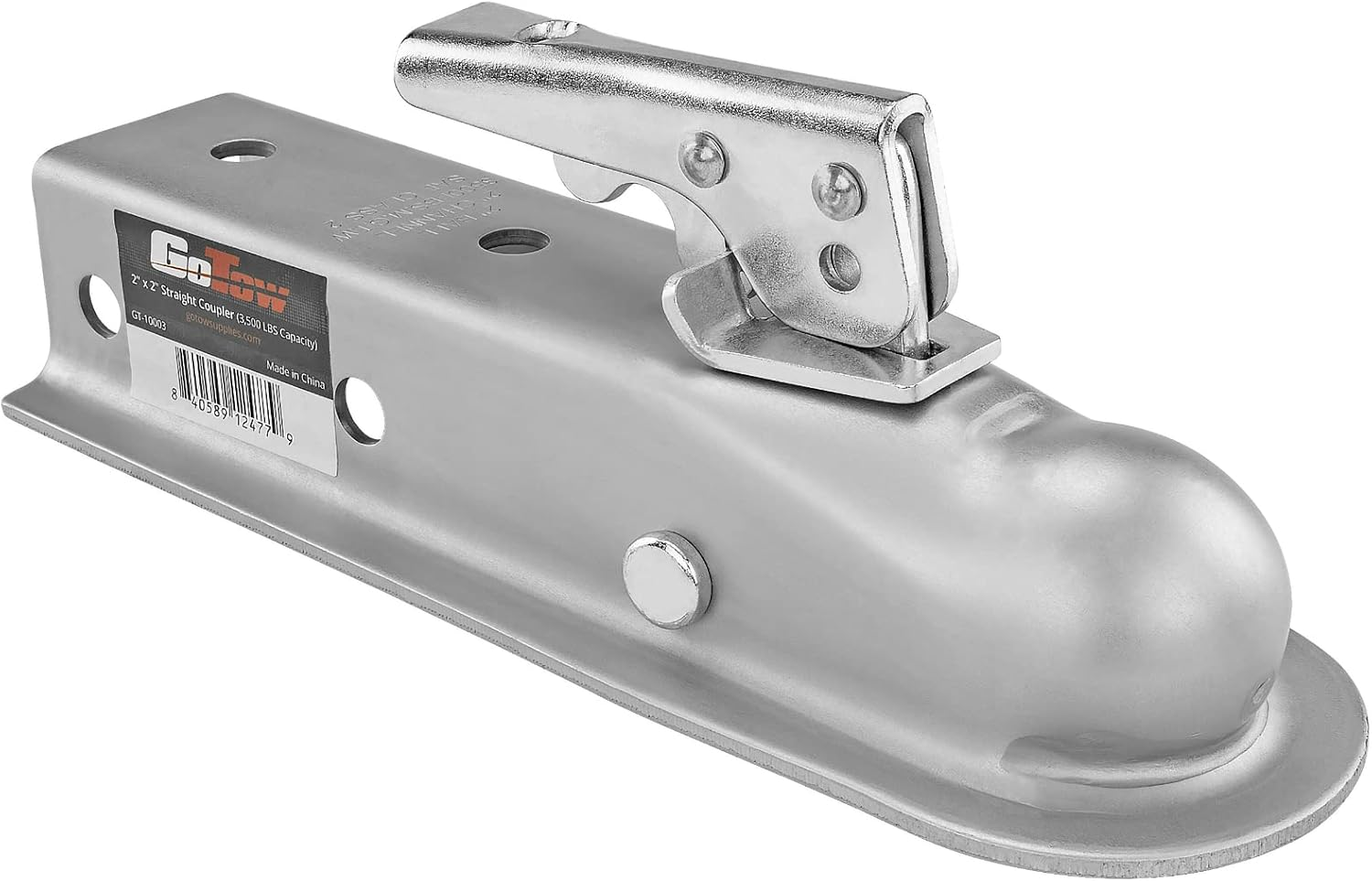GT-10003 Silver 2" Hitch Ball 2" Channel Straight Coupler, Class 2-For Towing RV, Boat, Camper W/Gtw of 3500Lbs