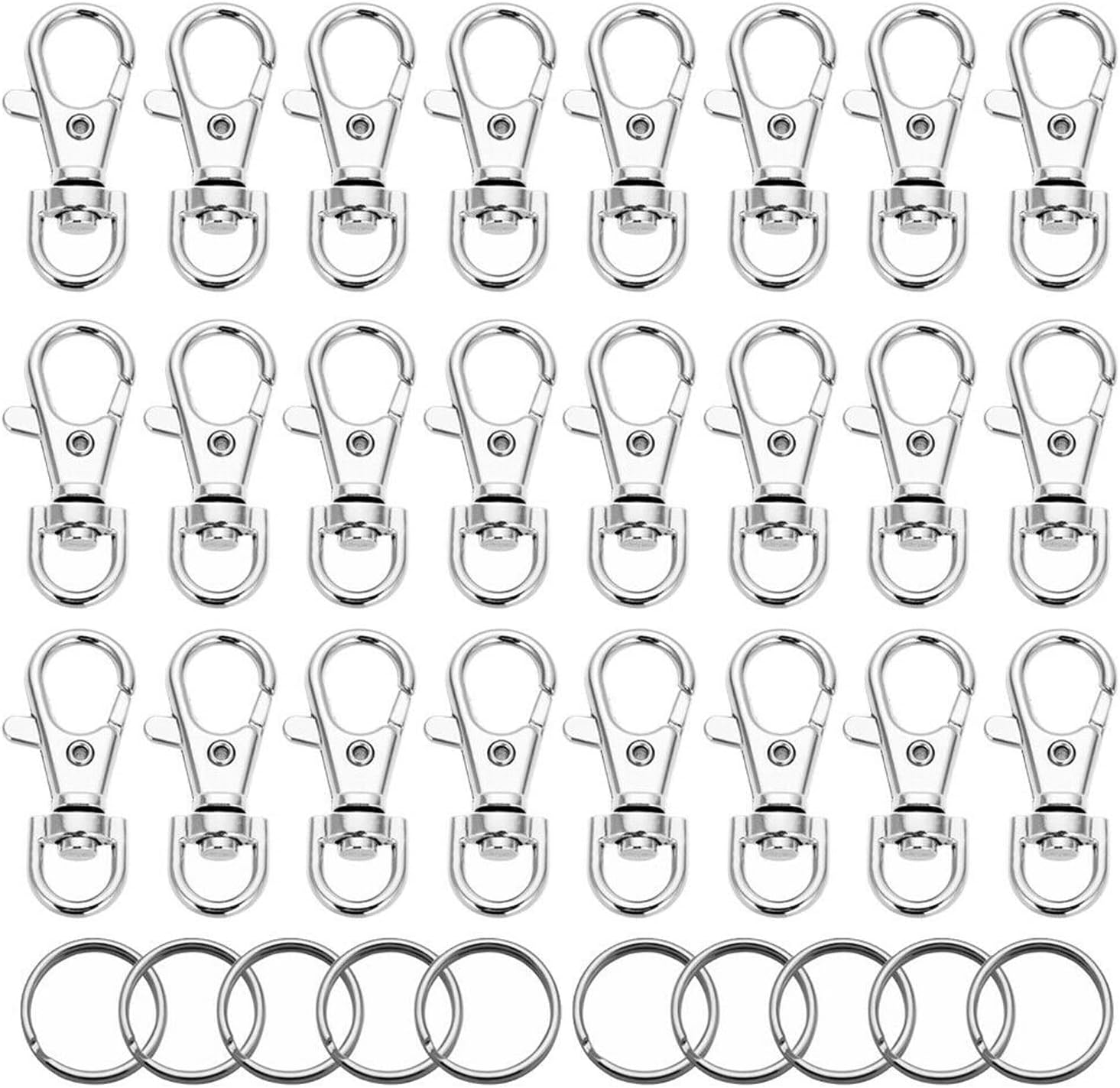 20X Detachable Swivel Lobster Clasp Clips Hook Alloy Key Ring Split Keychain Durable DIY for Key Split Ring Blanks image number 1