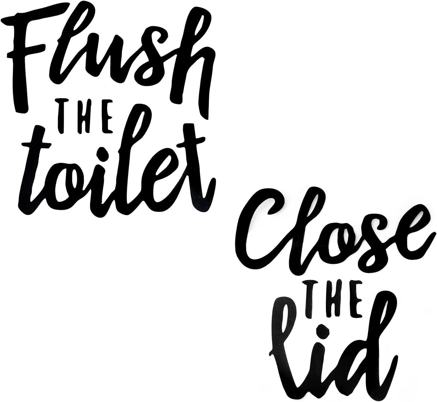 Framendino, 4 Pack Funny Toilet Seat Stickers Flush and Close Lid Decals Sign for Home Bathroom