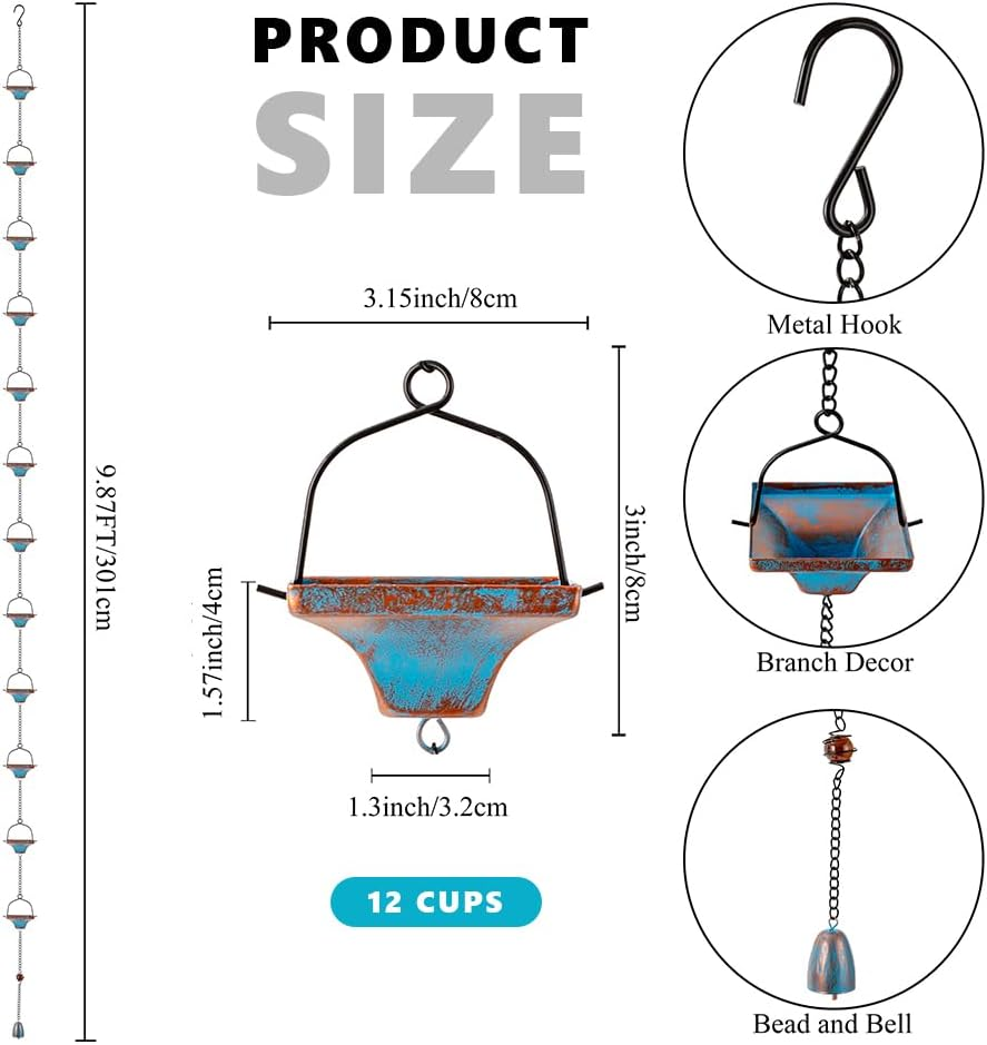 Dreamysoul Rain Chains for Outside, Square Rain Catcher Chains for Downspout Gutter, Eaves Drainage image number 1