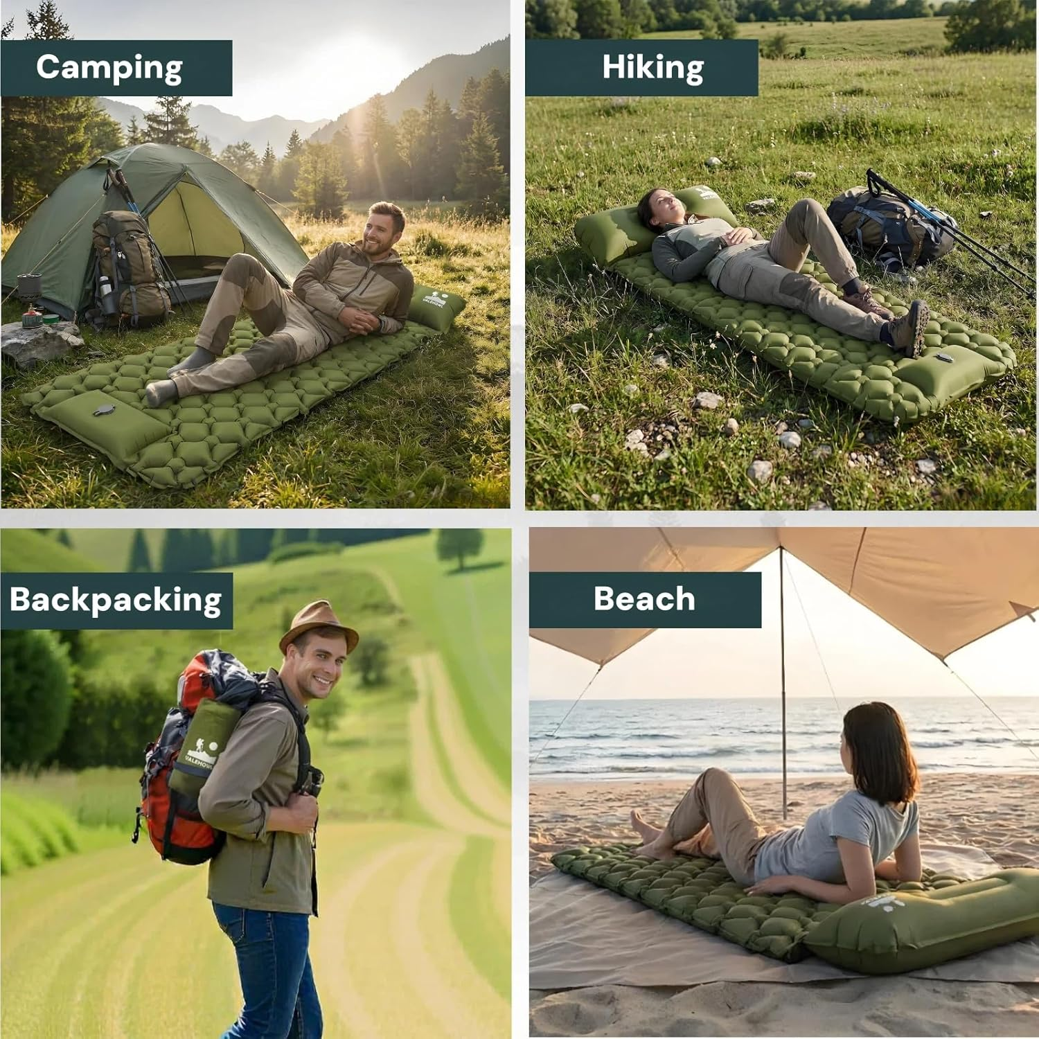 1.8 Pounds Ultralight Inflatable Camping Sleeping Mat, Portable Outdoor Air Mattress, Compact Backpacking Sleeping Pad for Hiking, Tent, Travel image number 1