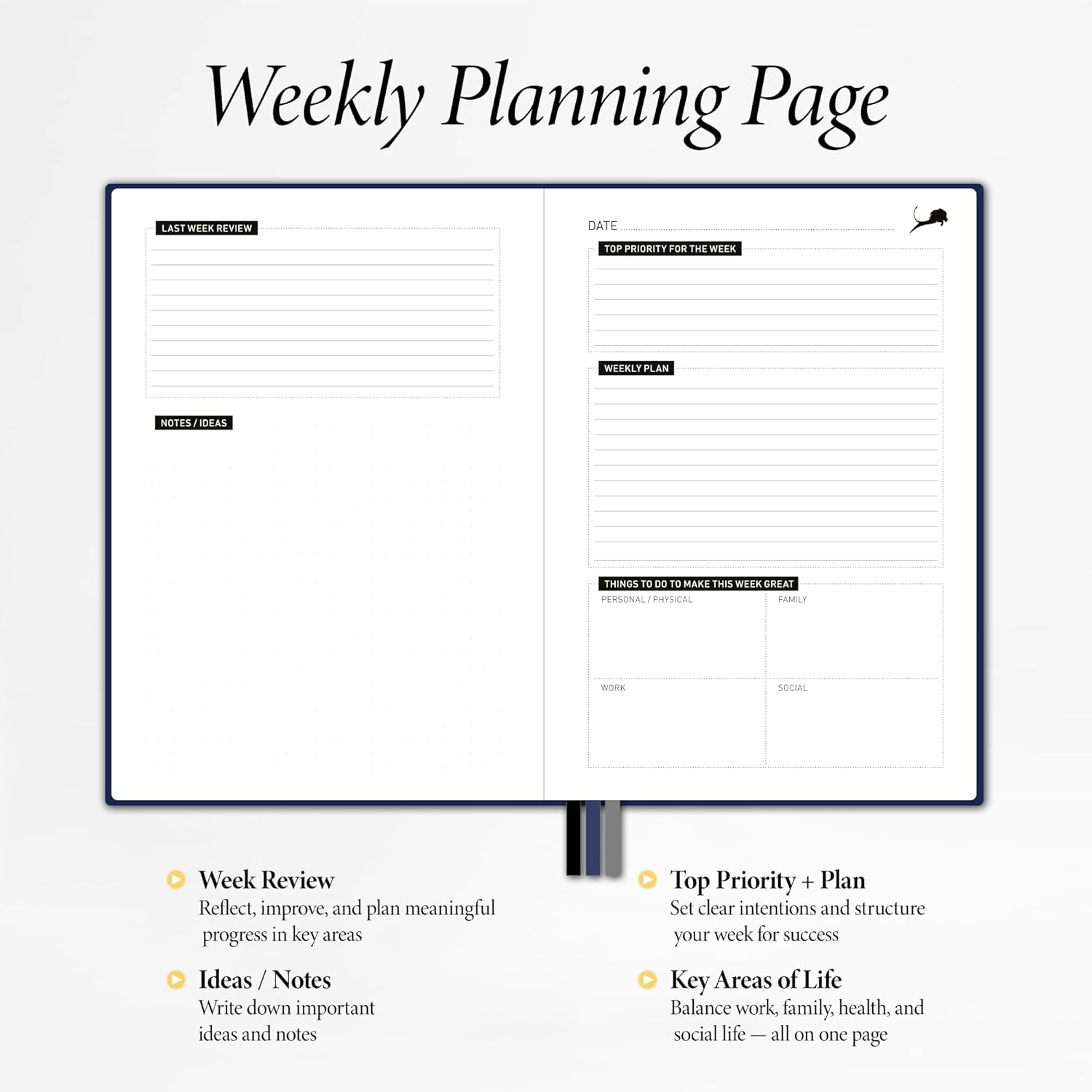 Daily Planner, Calendar and Gratitude Journal to Increase Productivity, Time Management & Happiness - Hardcover, Undated 24-Hour Schedule a Day Life Planner - 6 Months - Guaranteed image number 2