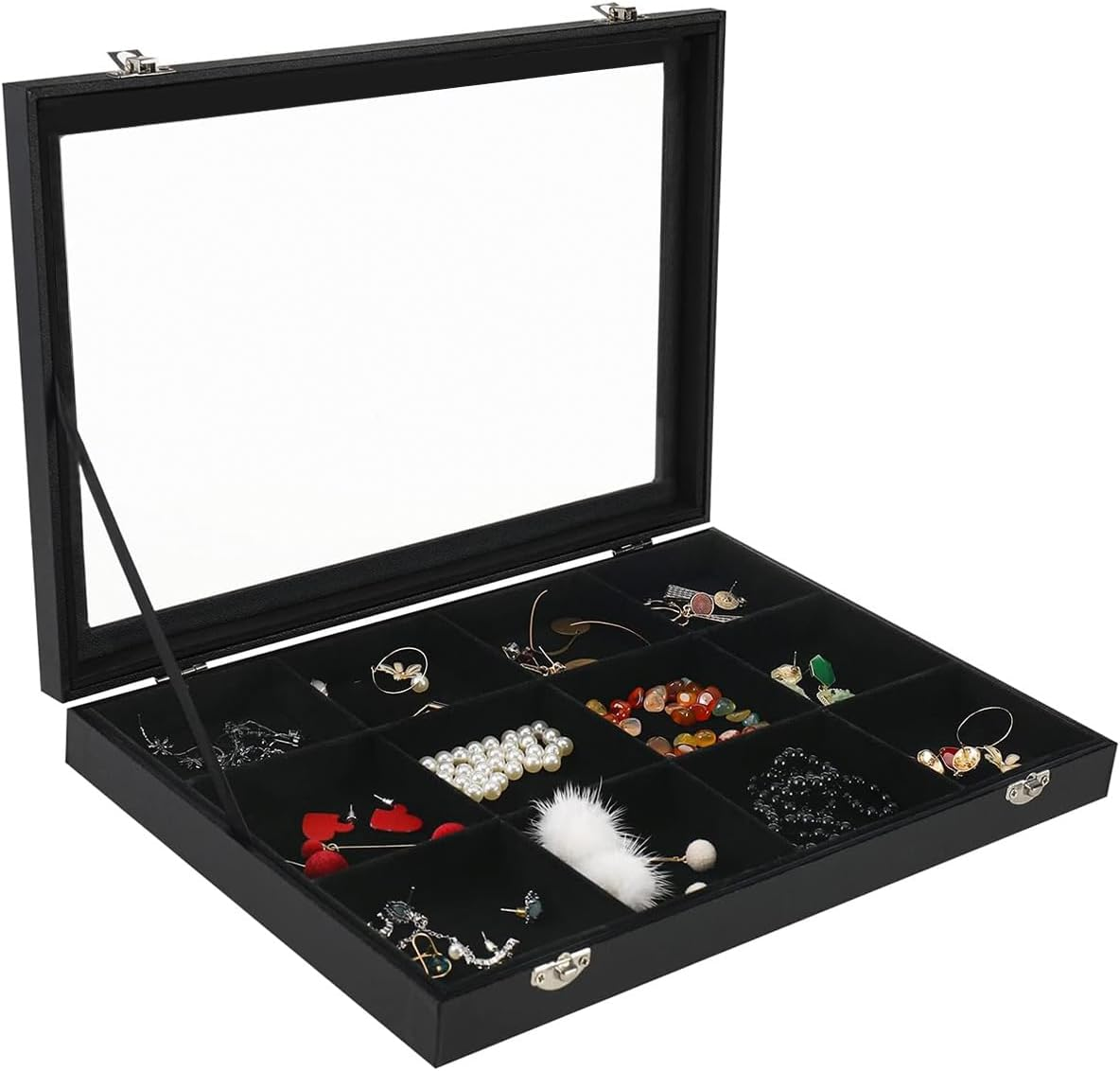 Black Jewellery Box, Jewellery Organiser, Earring Holder, Ring Stand, Necklace Display image number 5