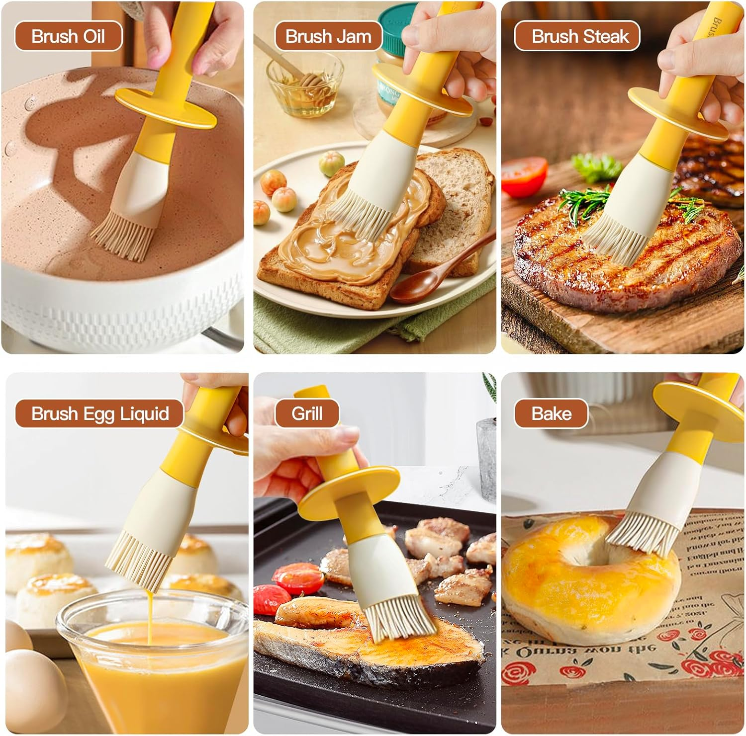 YARRAMATE Oil Dispenser Bottle with Heat Resistant Brush 10Oz-300Ml, Oil Container with Silicone Brush for Cooking BBQ Vinegar Sauce Grill Frying (Orange)