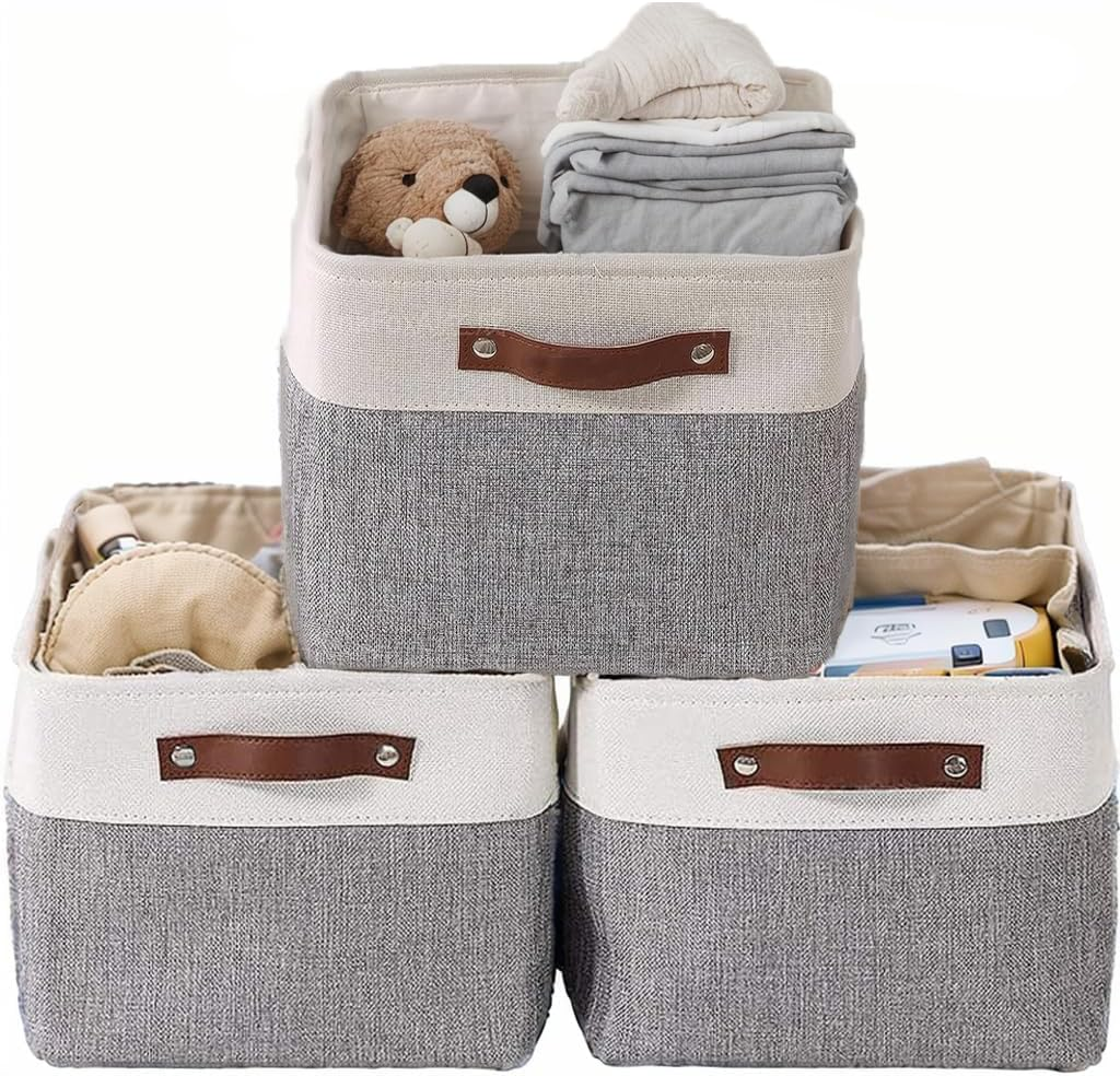[3-Pack] Large Nursery Storage Baskets,H HOME-MART Foldable Storage Basket Storage Open Basket Bin Set (Small-3 Pack-31*21*16Cm)