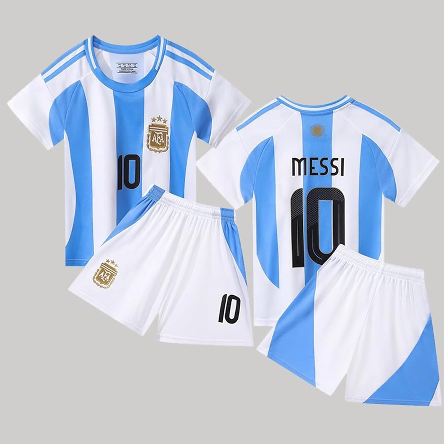 Soccer Jersey for Youth, Football Sportswear Uniforms Suit with Socks, Fans Gift T-Shirt (Big & Tall, White, 7-8 Years) image number 2