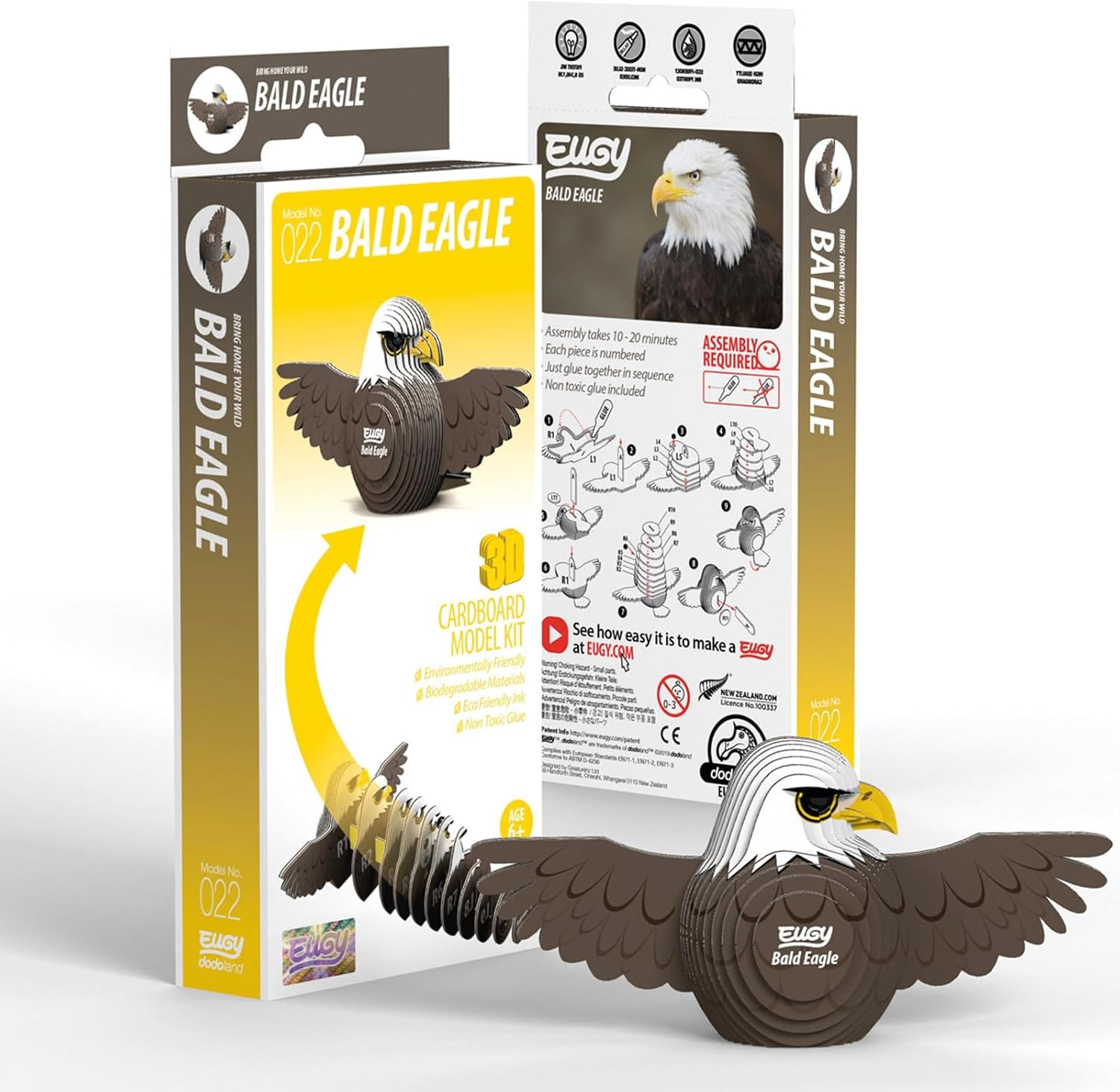 EUGY 022 Bald Eagle 3D Paper Puzzle - 22 Pieces Eco-Friendly Educational Toy Puzzle for Boys, Girls & Kids Ages 6+ image number 4