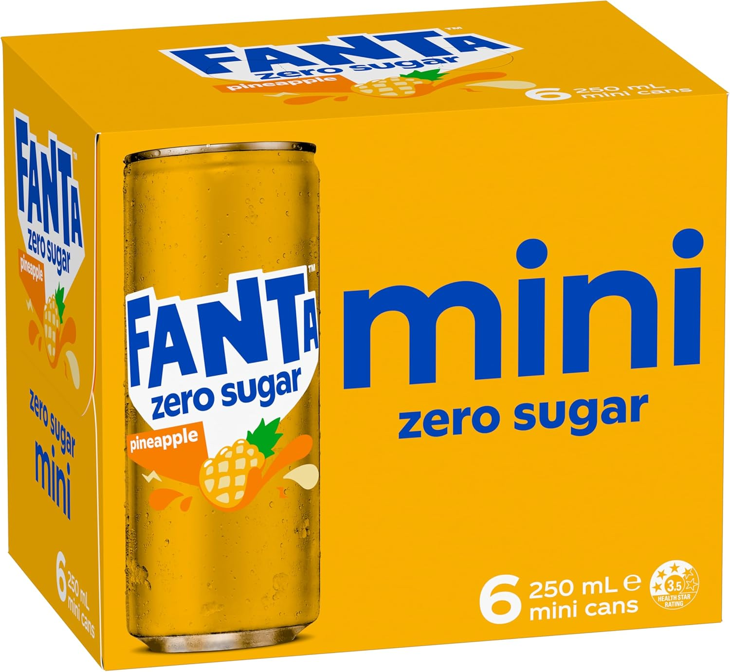 Fanta Pineapple Zero Sugar 6 X 250Ml Soft Drink image number 5
