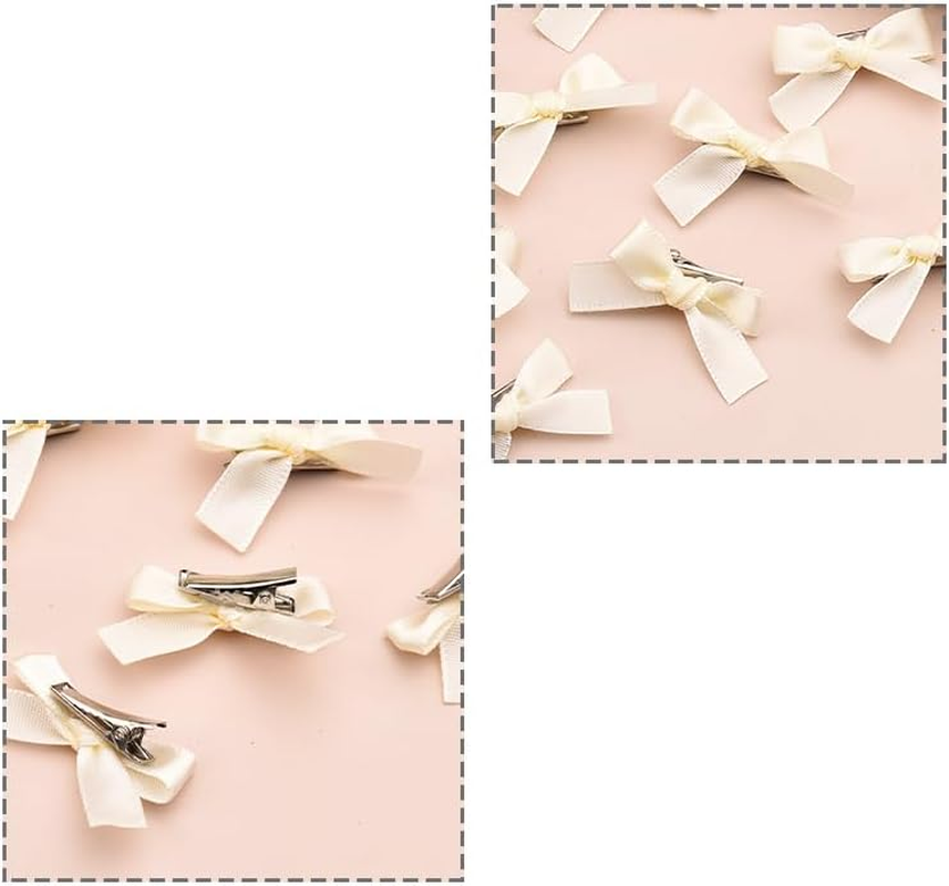 Small Hair Bow Clip Accessories Set for Women Girls Mini Hair Barrettes for Fine Hair Flower Girl Hair Bow Clip Halloween Hair Clips Tiny White Christmas Hair Ribbon Bow Hair Clips for Girls Party image number 4