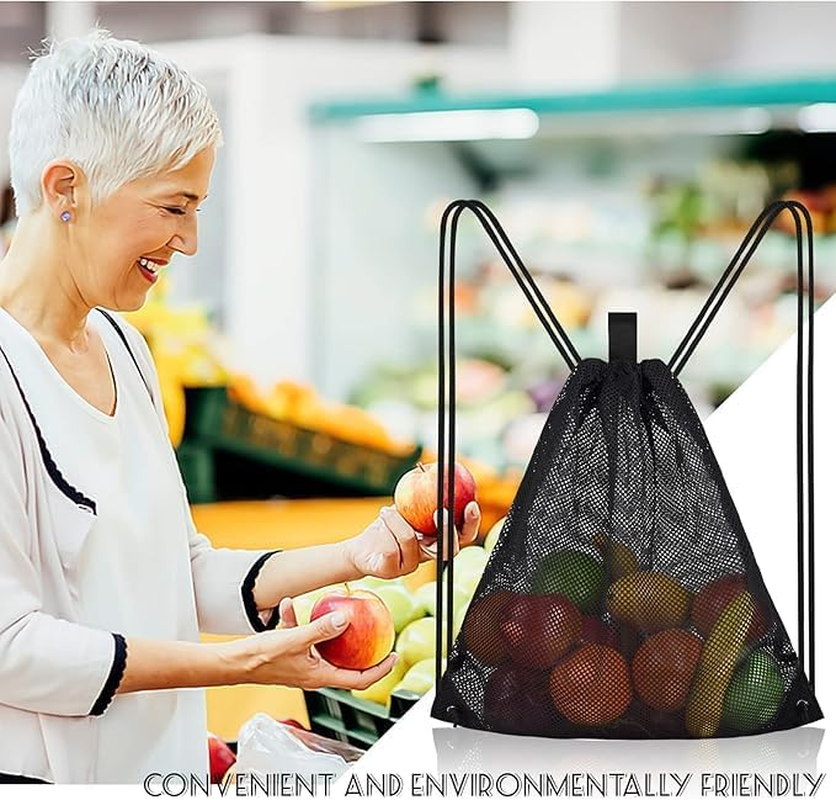 Large Mesh Beach Bag with Drawstring - Gym Backpack for Sports and Outdoor Activities image number 3