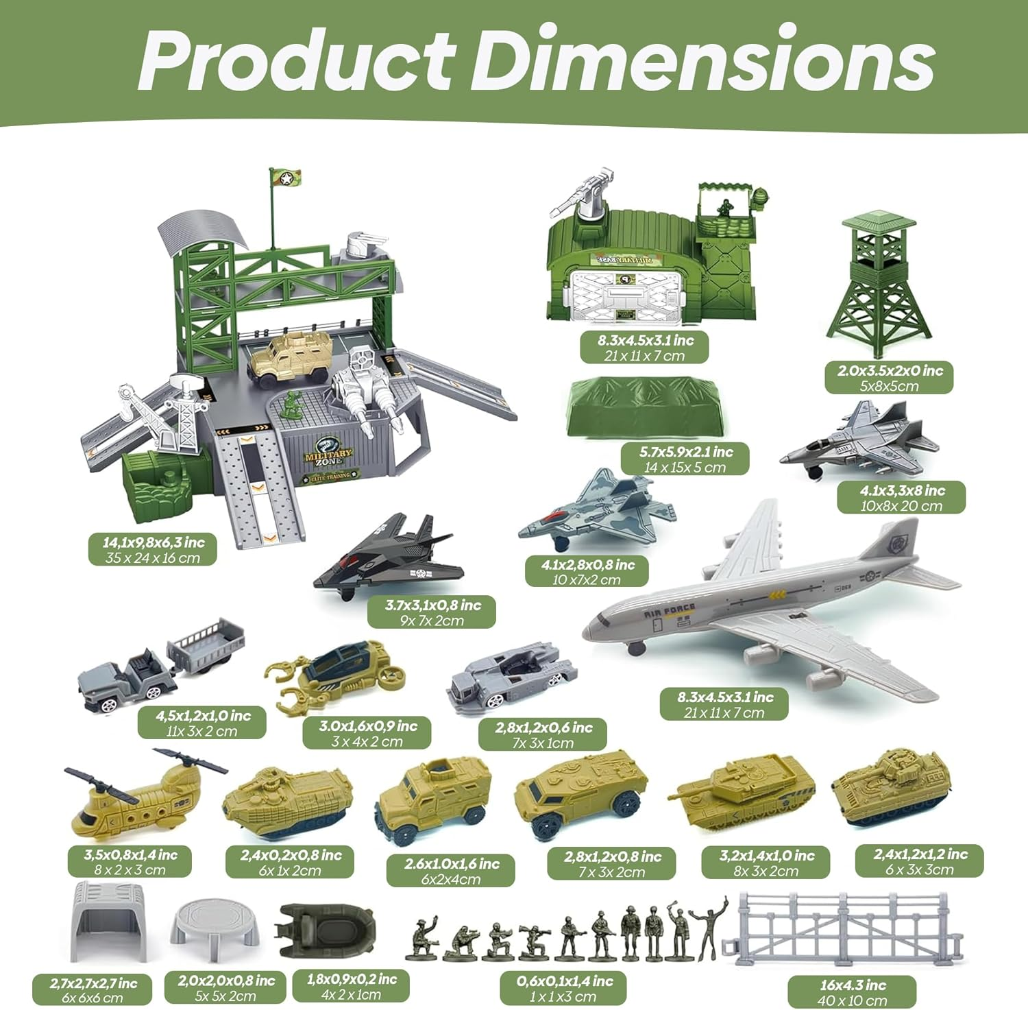Military Base Toys Set with Army Vehicles, Action Figures & Playset, Airplane & Helicopter Toy, Perfect for Kids' Imaginative Role-Playing image number 1