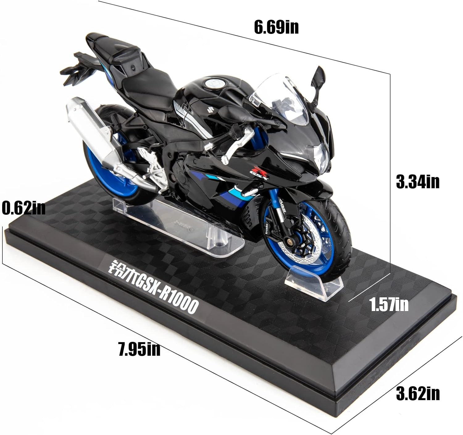 MSZ 1/12 Compatible for Suzuki GSX-R1000 Motorcycle Toy,Collector Motorcycle Modle with Display Stand,Toy Motorcycles for 3-9 Year Old Boys Black image number 2