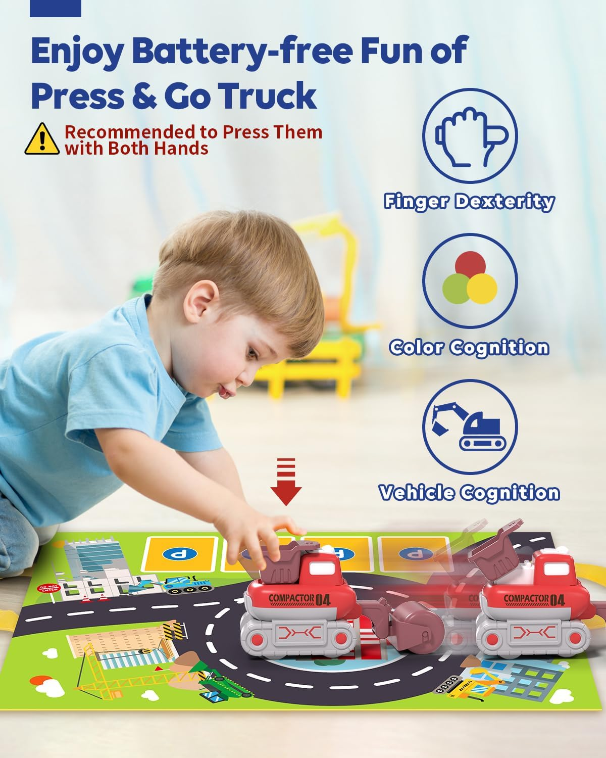 Lehoo Castle Baby Toys for 1 Year Old, Toddler Toys Construction Vehicles, Press & Go Car Baby Gift, Car Play Baby Toy 6-12 Months, Travel Toy S for Toddlers 1-3 image number 1