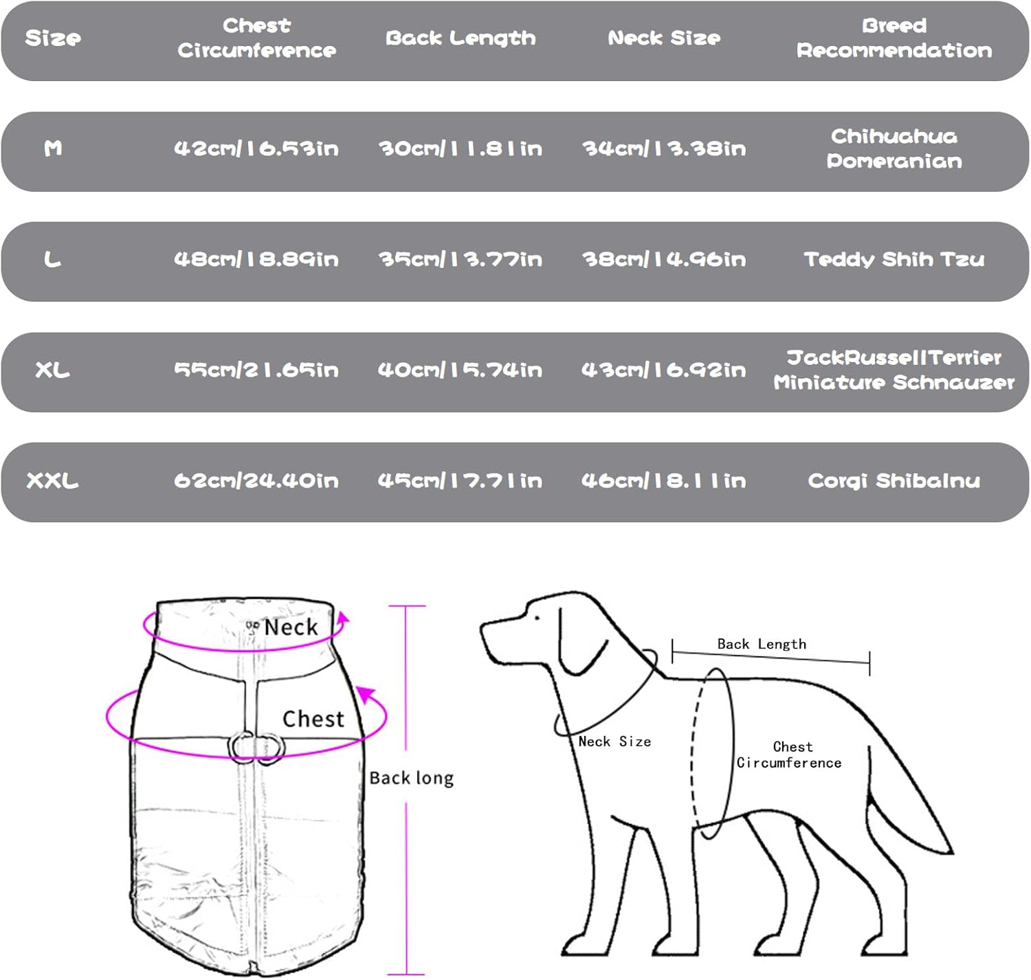 Dog Coat - Water Resistant, Windproof Winter Warm Dog Clothes for Small Medium Dogs 2.2-19.8Lb,Dog down Jacket with Leash D-Ring Outdoor (Grey, M) image number 2