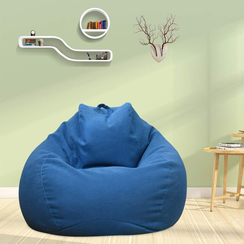Bean Bag Chair Cover,Adults Large High Back Bean Bag Sofa Cover Recliner Gaming Storage Bag for Indoor Outdoor Beanbag Chair,No Filling (M, Blue) image number 3