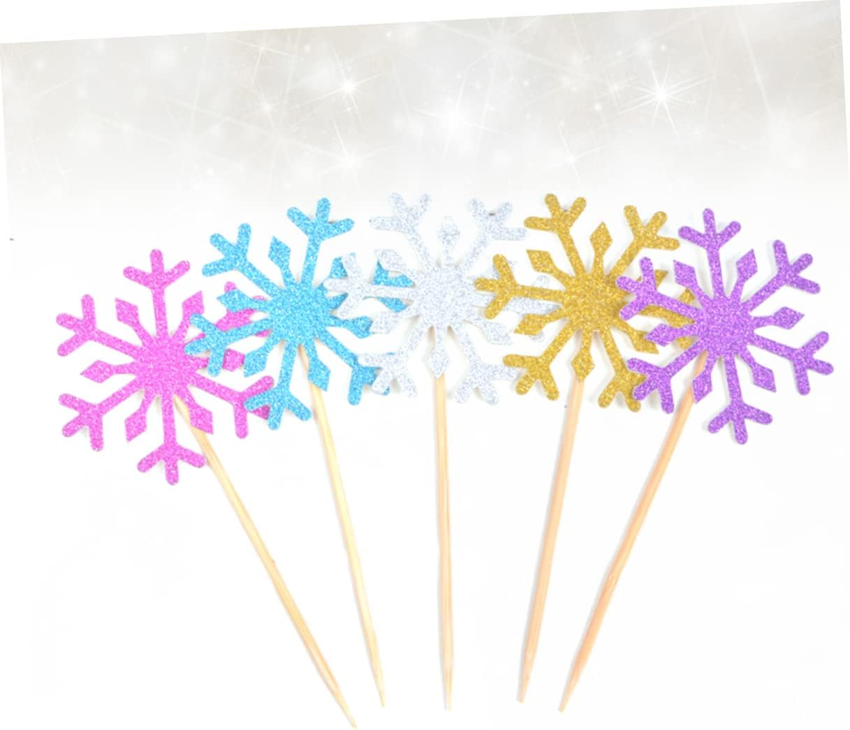 CHILDWEET 100Pcs Christmas Cake Picks Paper Cupcake Toppers Unique Party Cake Decor Christmas Party Supplies