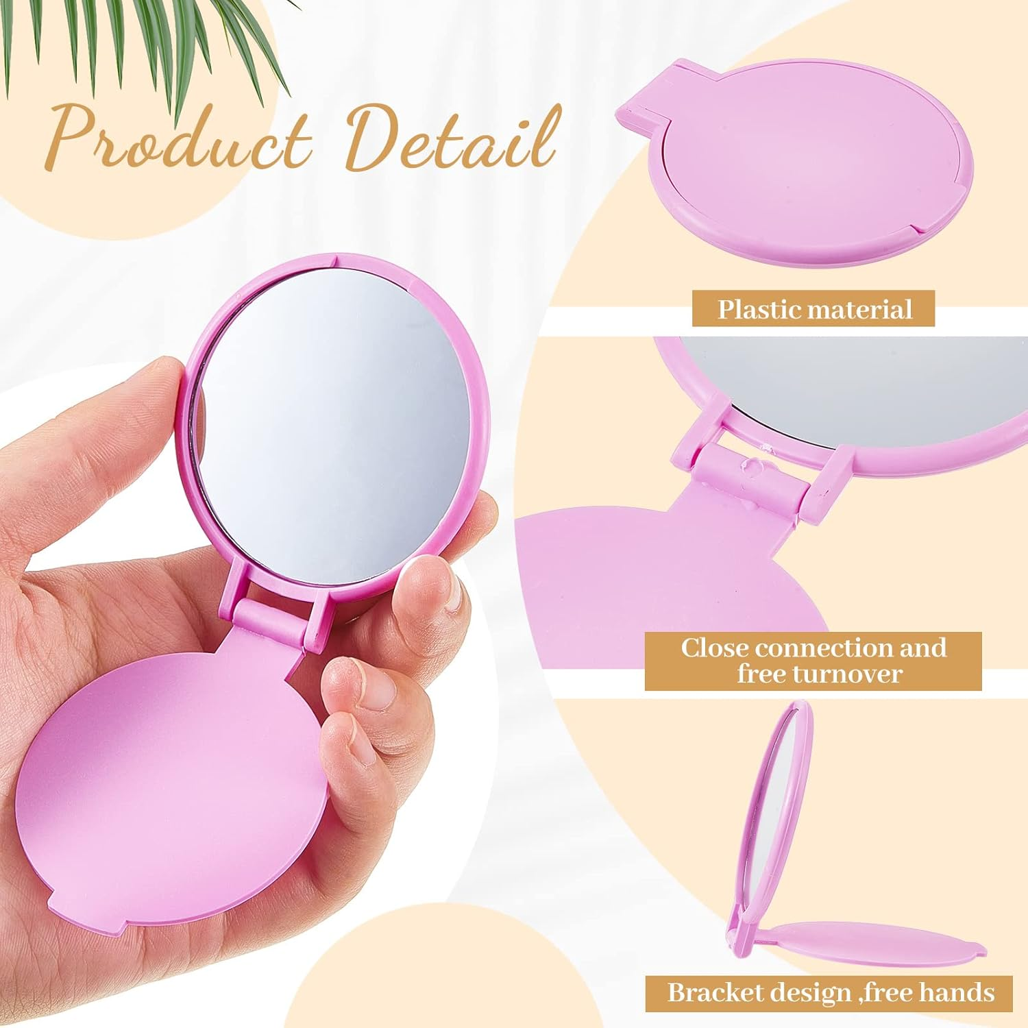 Juexica 180 Pcs Compact Mirror Bulk for Women Mini Folding Mirror Portable Pocket Makeup round Small Vintage Travel for Cosmetic Purse Bag Gifts Mom Daily Use (Classic Colors) - 180, 10 Colors image number 6