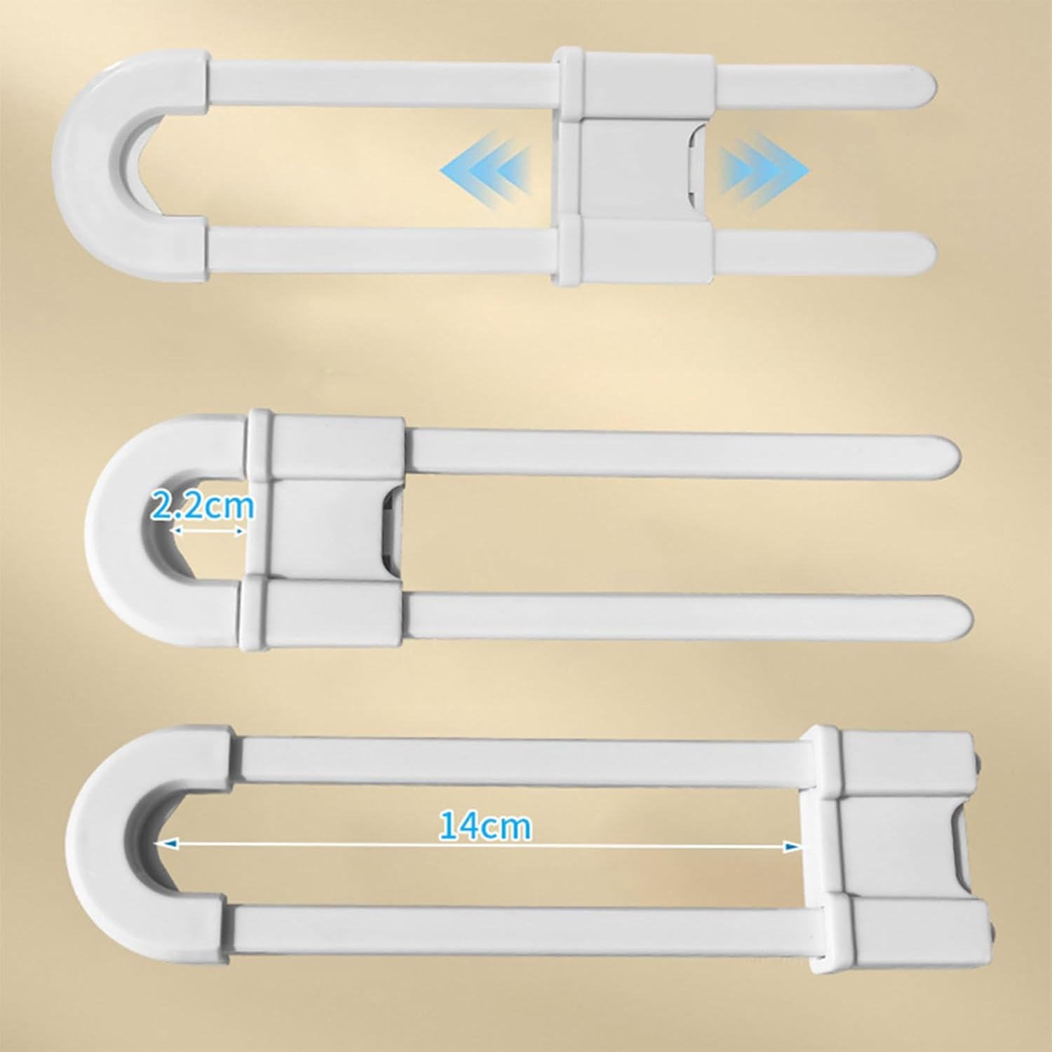 8Pack Sliding Cabinet Lock, Child Safety Locks for Cabinet Doors, Baby Child Proof U Shape Locks Latch for Cupboard Kitchen Bathroom Storage Doors Knobs and Handles image number 1