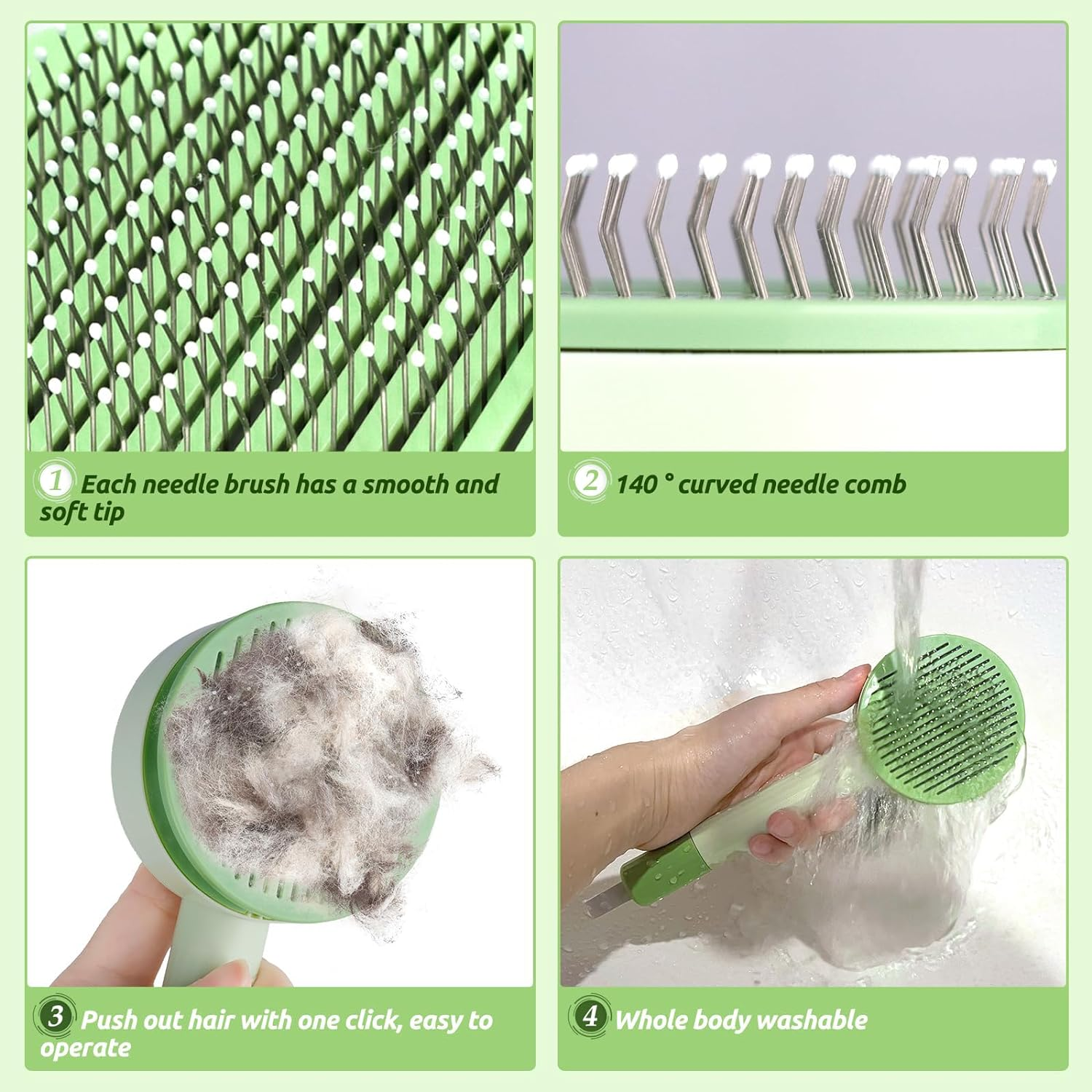 Cat Brush for Shedding with Pet Nail Clippers, 3 in 1 Cat Grooming Brush Set, Self Cleaning Cat Grooming Shedding Brush Suitable for Long & Short Haired Cats Dogs (With Pet Nail Clippers) image number 4