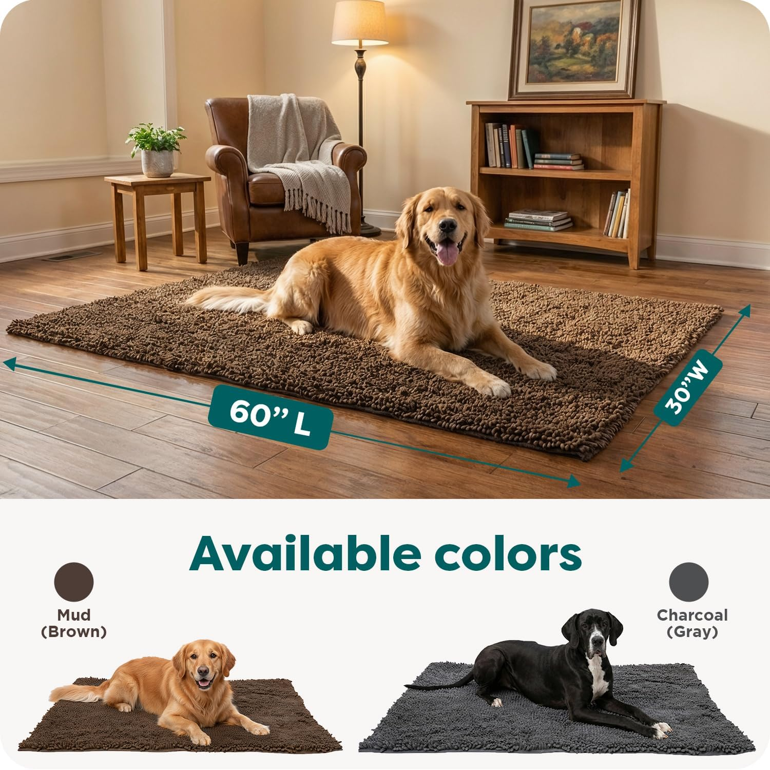 Furhaven Pet Dog Mat | Muddy Paws Towel & Shammy Rug, Mud (Brown), Runner image number 5