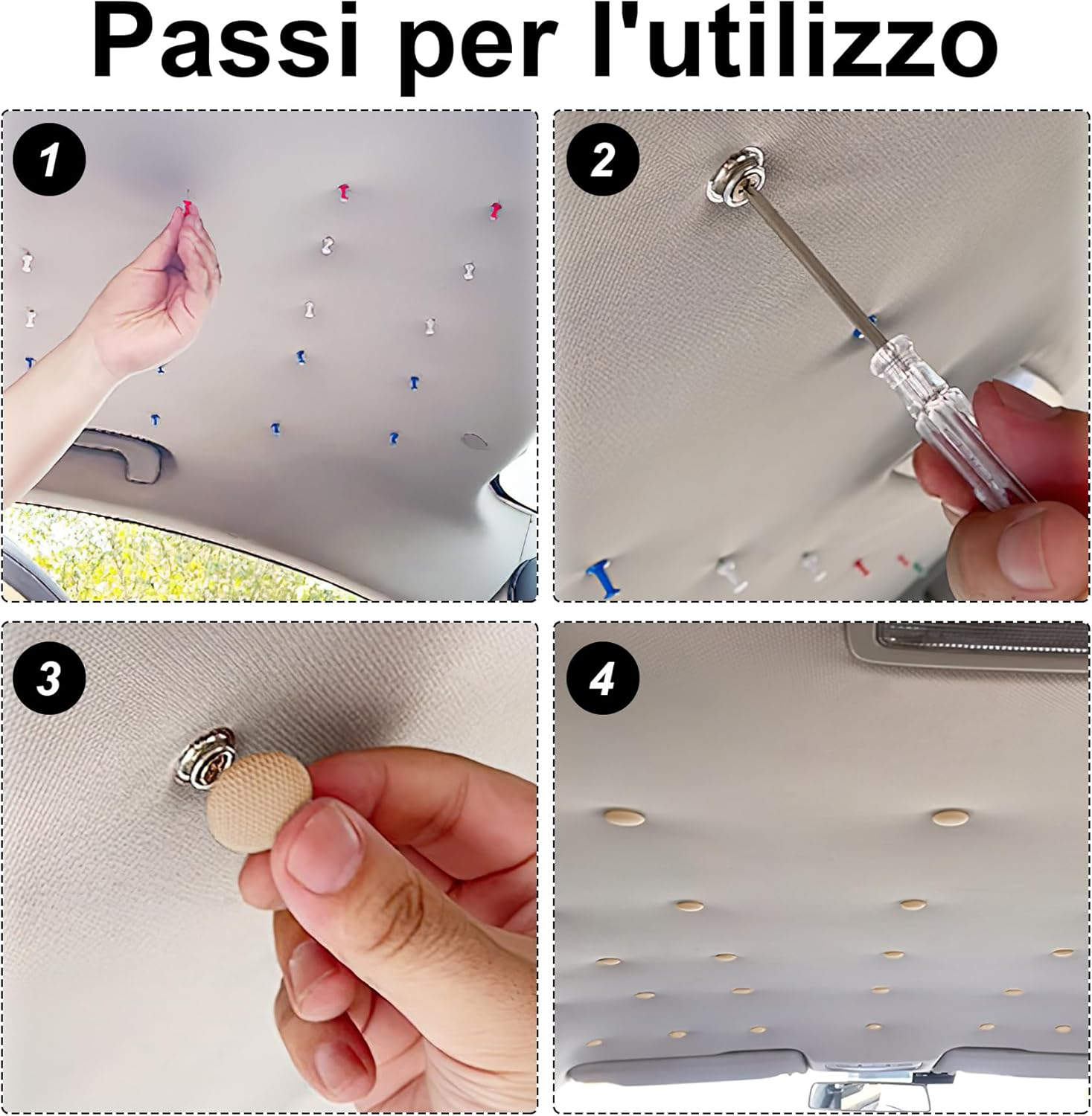 60 Pairs Car Roof Repair Screws Button for Car Roof Repair Tool Repair Rivets Car Roof Car Upholstery Thumbtacks for Canopy (Beige-A) image number 2