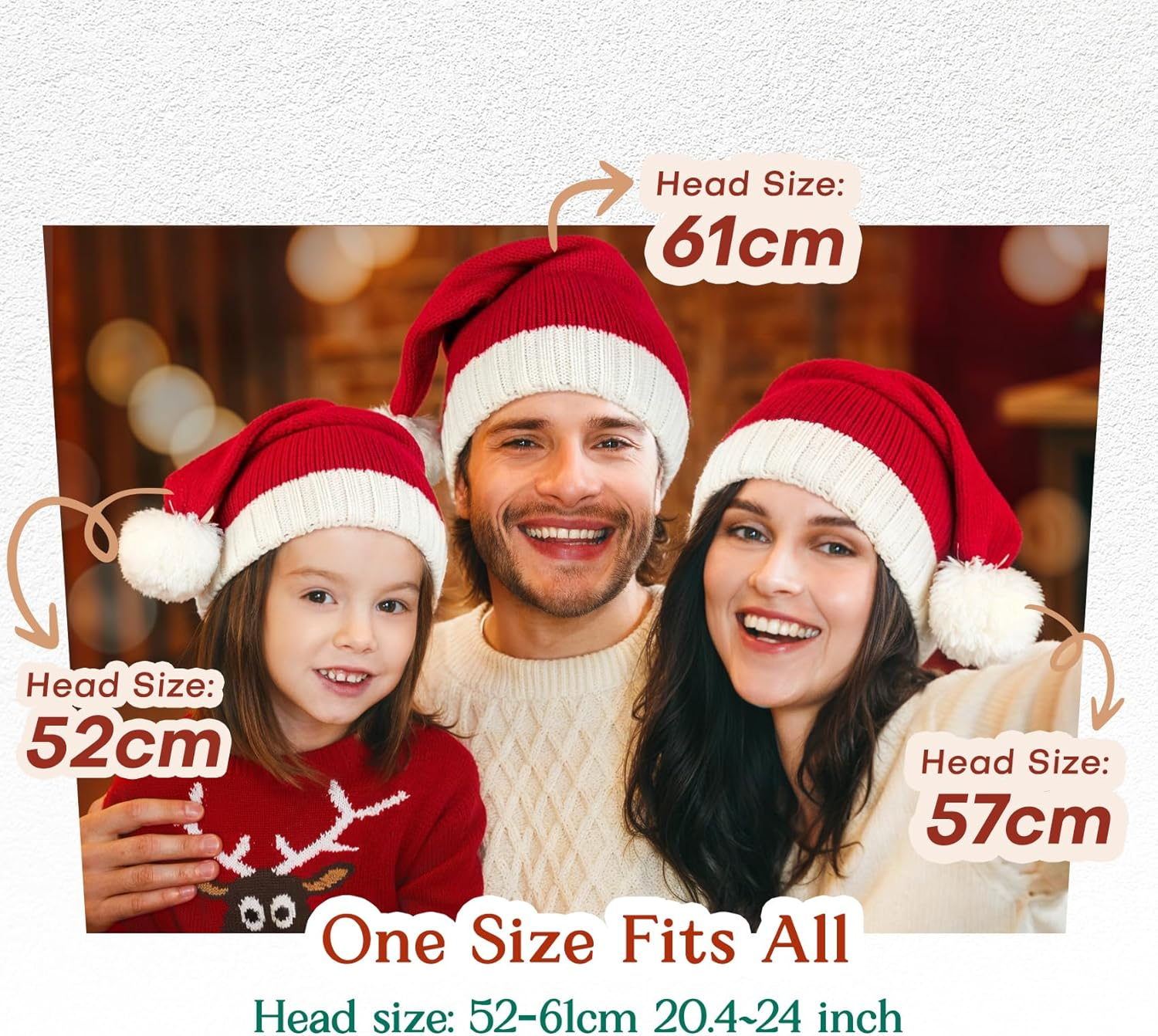 Santa Hat Christmas Hat Xmas Adult Women Men Beanie Knit Santa Hat Knitted Santa Hat Soft Warm Long for Christmas New Year Festive Holiday Party Winter Red image number 4