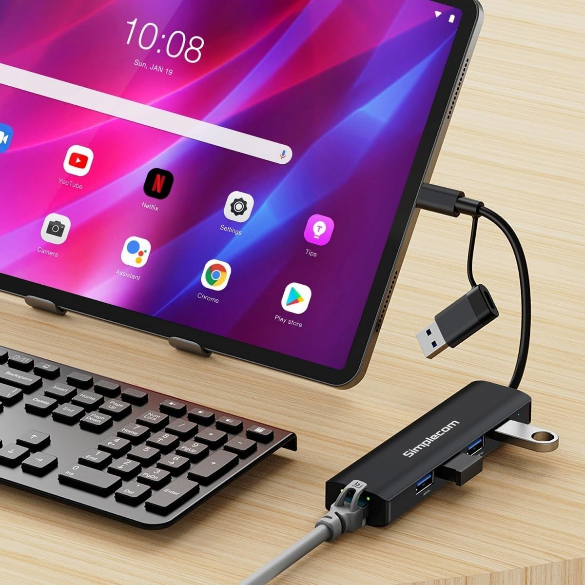 Simplecom CHN436 USB-C and USB-A to 4-Port USB HUB with Gigabit Ethernet Adapter image number 3