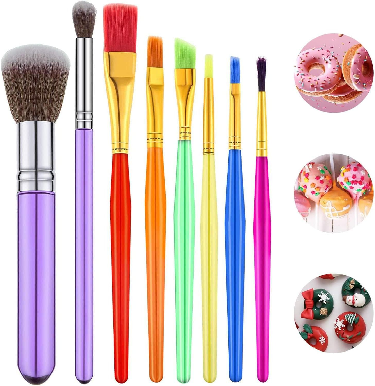 8Pcs Cake Baking Brush Set, Multi-Functional Food Painting Brush Tools, Cookie & Sugar Cake Brushes, BBQ Baking Brush, DIY Food Brushes image number 4