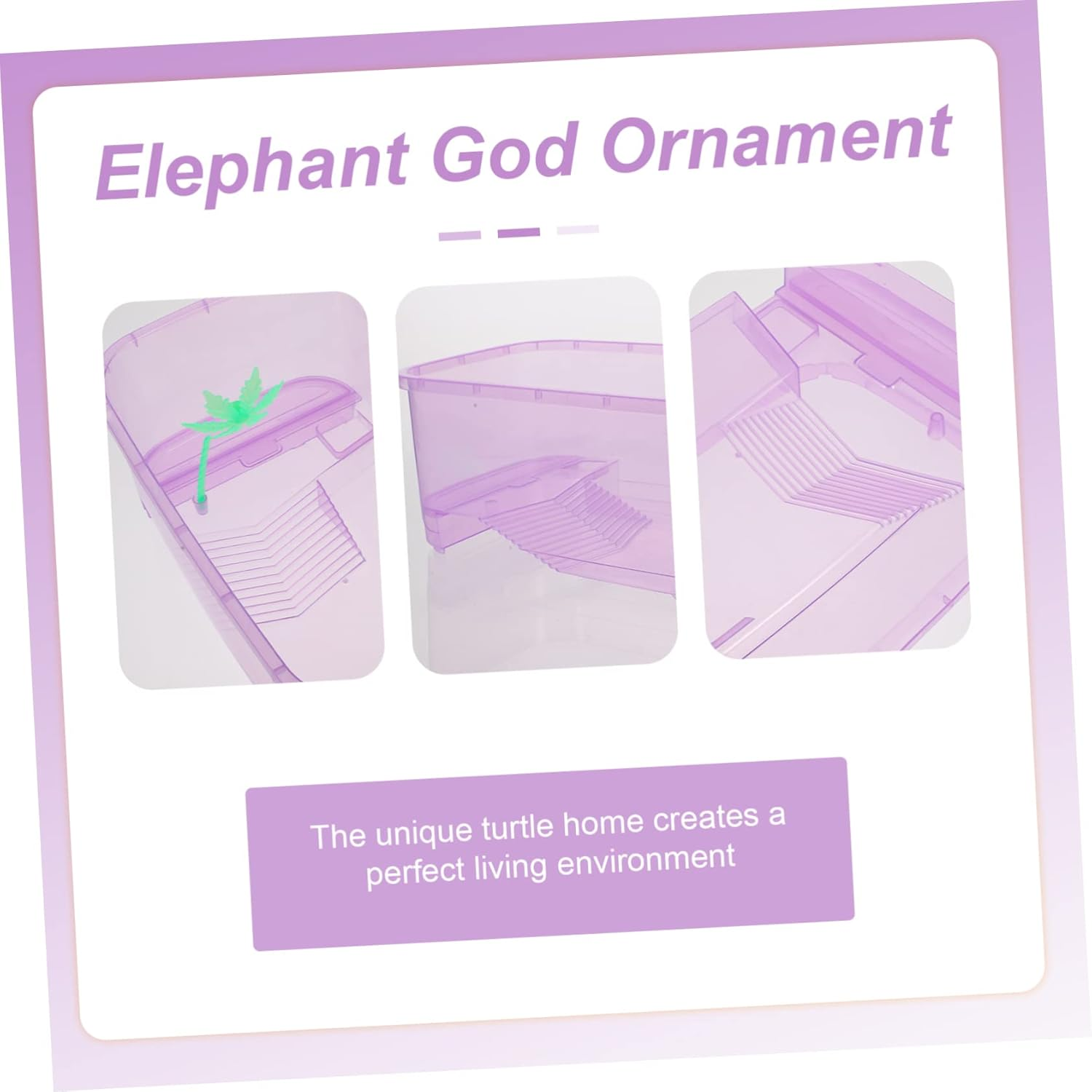 Hohopeti Plastic Turtle Tank Reptile Habitat Box Basking Platform, Small Purple Plastic Pet Breeding Terrarium for Home Turtle Feeding and Reptile Supplies - Purple image number 3