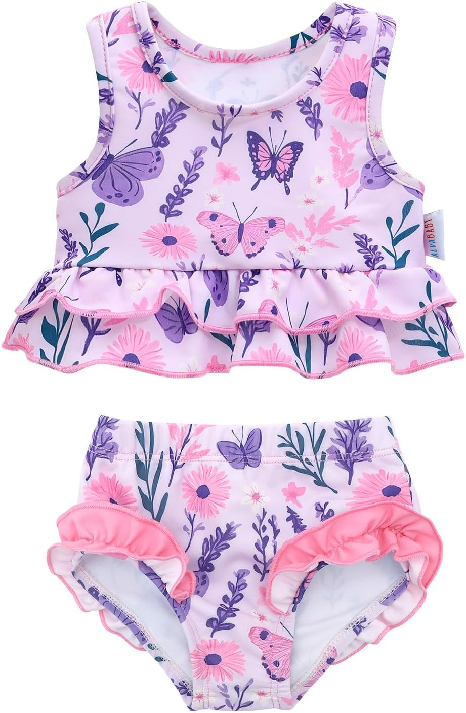 ALVABABY Baby Girl Swimsuit 2 Piece Toddler Bathing Sleeveless Bikinis Swimwear Matching Top Beach Pool Swimming Lesson ST-G01-6-12M-AU image number 2