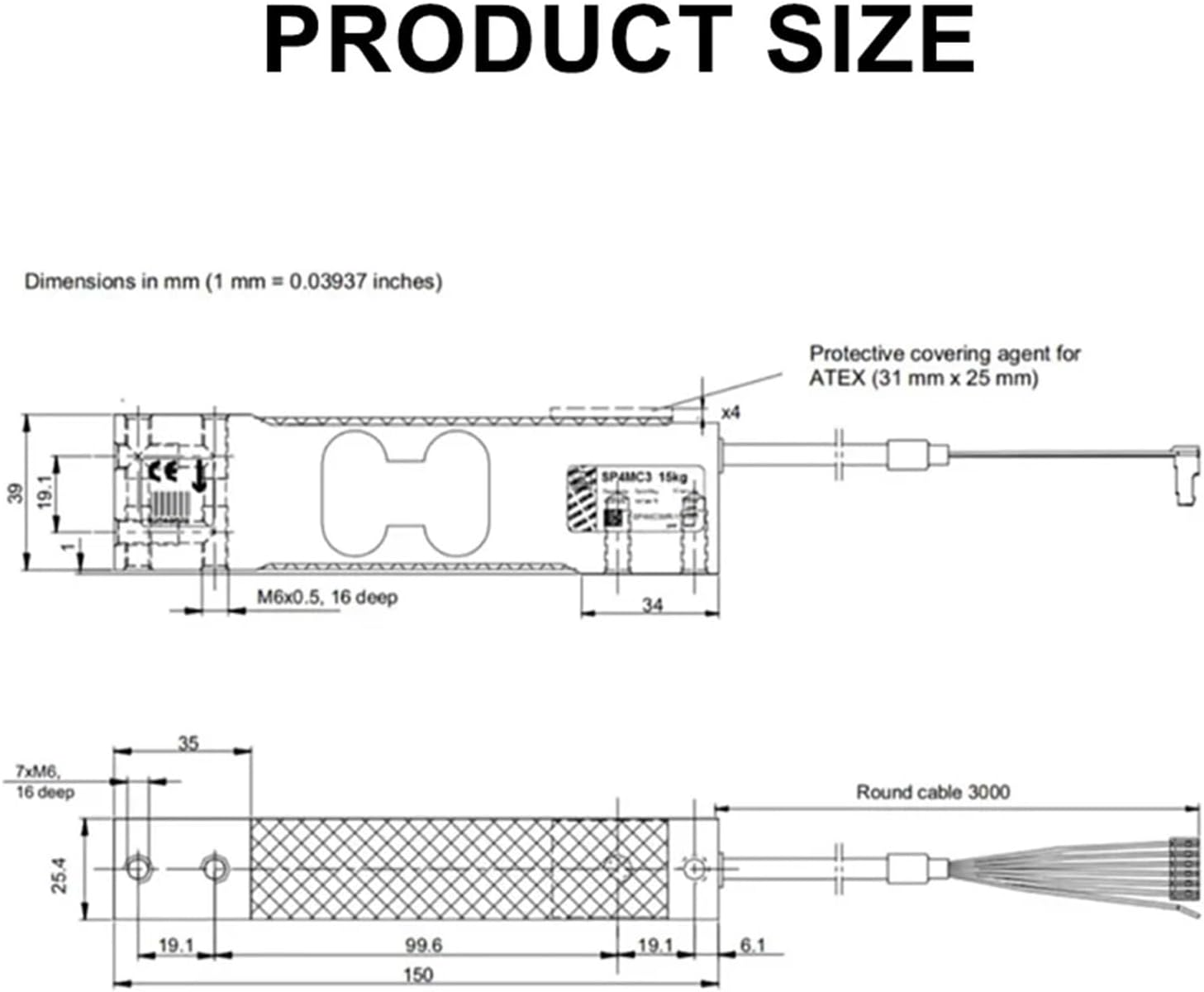 SP4M High Precision Single Point Weight Sensor Aluminum Alloy Load Cell for High Pressure Tension Weighing Precise Measurement to Measure Force, Pressure, Displacement, Strain(20Kg) image number 3
