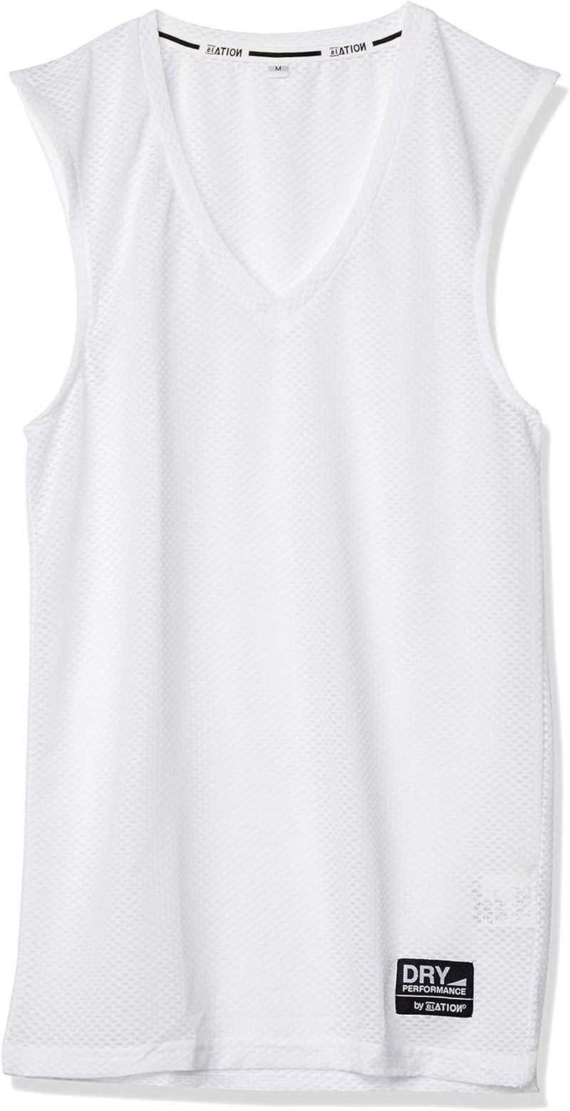 [エーショ-ン] 機能性インナーシャツ クレーターメッシュ Vネック ノースリーブ メンズ