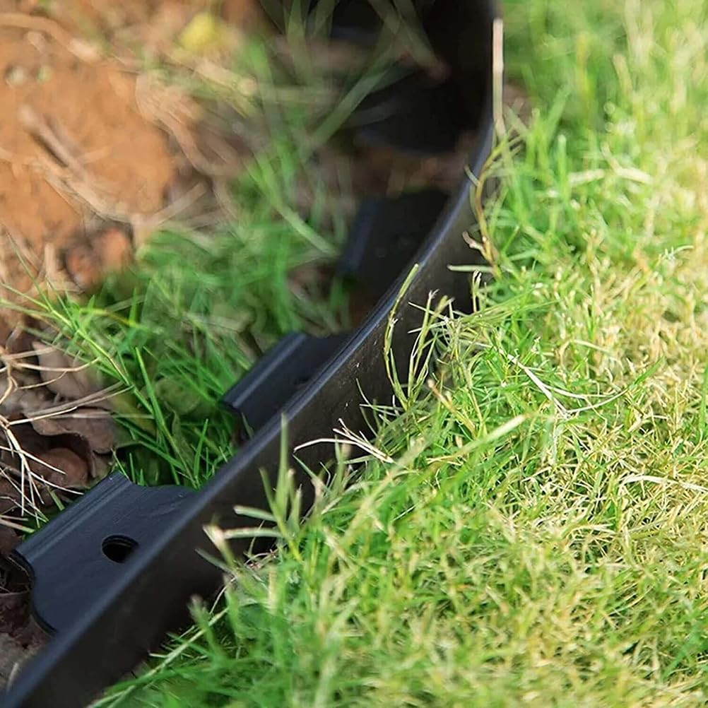 HOT Seal 2 Inch Tall Garden Landscape Edging Kit 20 FT, Bonus 20Pcs Spiral Spikes, Black Plastic Lawn Edging for Landscaping, Lawn, Yard, Flower Gardens Border - Black 20 Ft image number 5