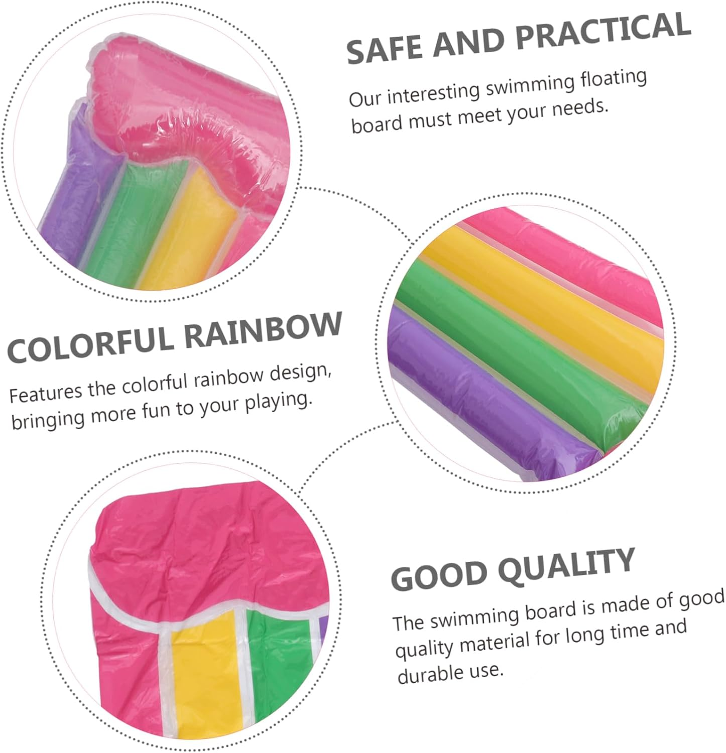 Creative Floating Swimming Board Inflatable Pool Rainbow Pattern for Boys and Girls image number 4