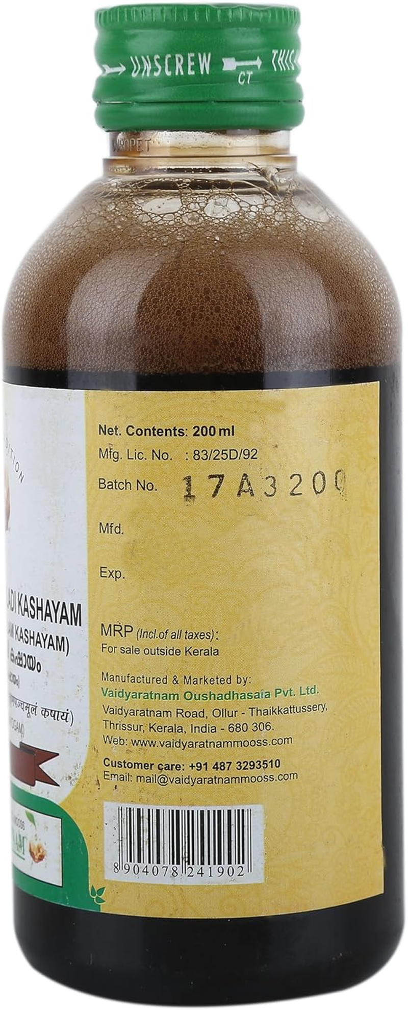 Vaidyaratnam Thrunapanchamooladi Kashayam -200Ml