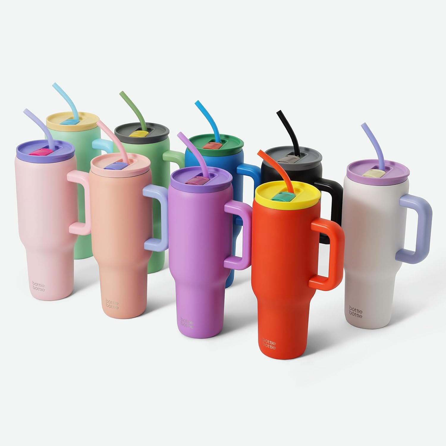 1Ml Bottle with Handle and Straw, Stainless Steel Vacuum Car Travel Mug with Straw, Stainless Steel Travel Mug for Gifts, Parties, Office, Coffee (Ocean Orange)