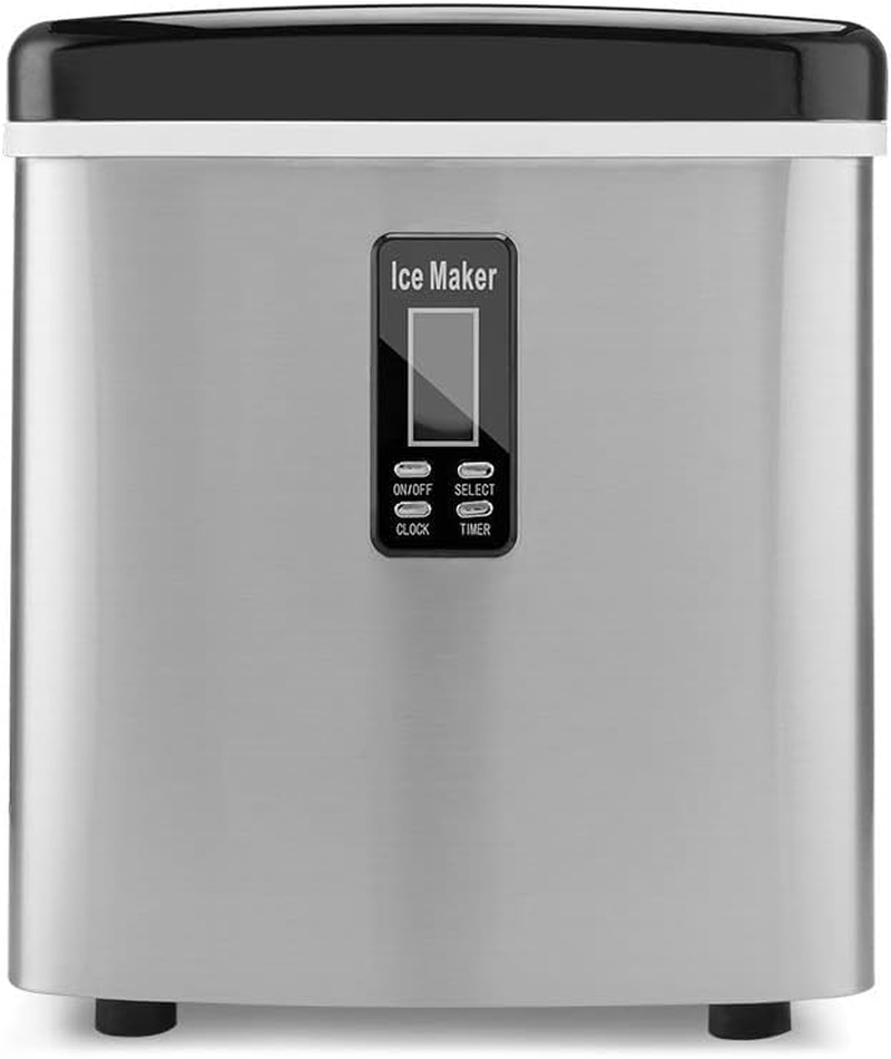 Maxkon Electric Ice Maker Machine, 16.2Kgs in 24 Hours, 3.2L Larger Water Tank, Self-Clean Ice Maker Countertop Compact Potable Ice Maker with Ice Scoop and Basket for Home/Kitchen/Office