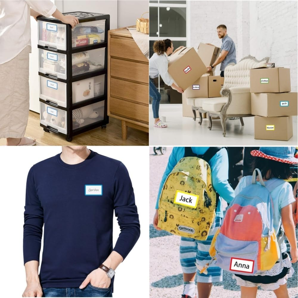 1000Pcs Adhesive Name Tag Labels Stickers, 25 X 45Mm Colored Blank Name Tag Category Tags Category Tag Stickers with Strong Adhesion for Office School and Home(4 Colors) image number 3