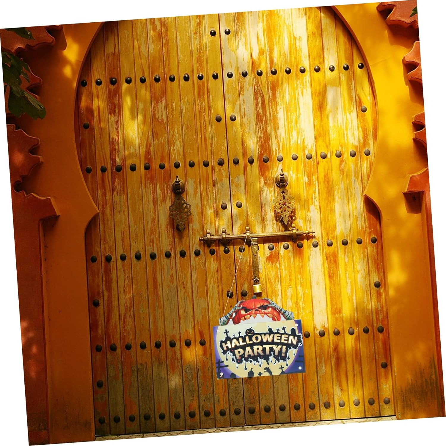 Wooden Halloween Door Sign Decorative Haunted House Prop Lighted Hanging Sign for Halloween Party Decor image number 2