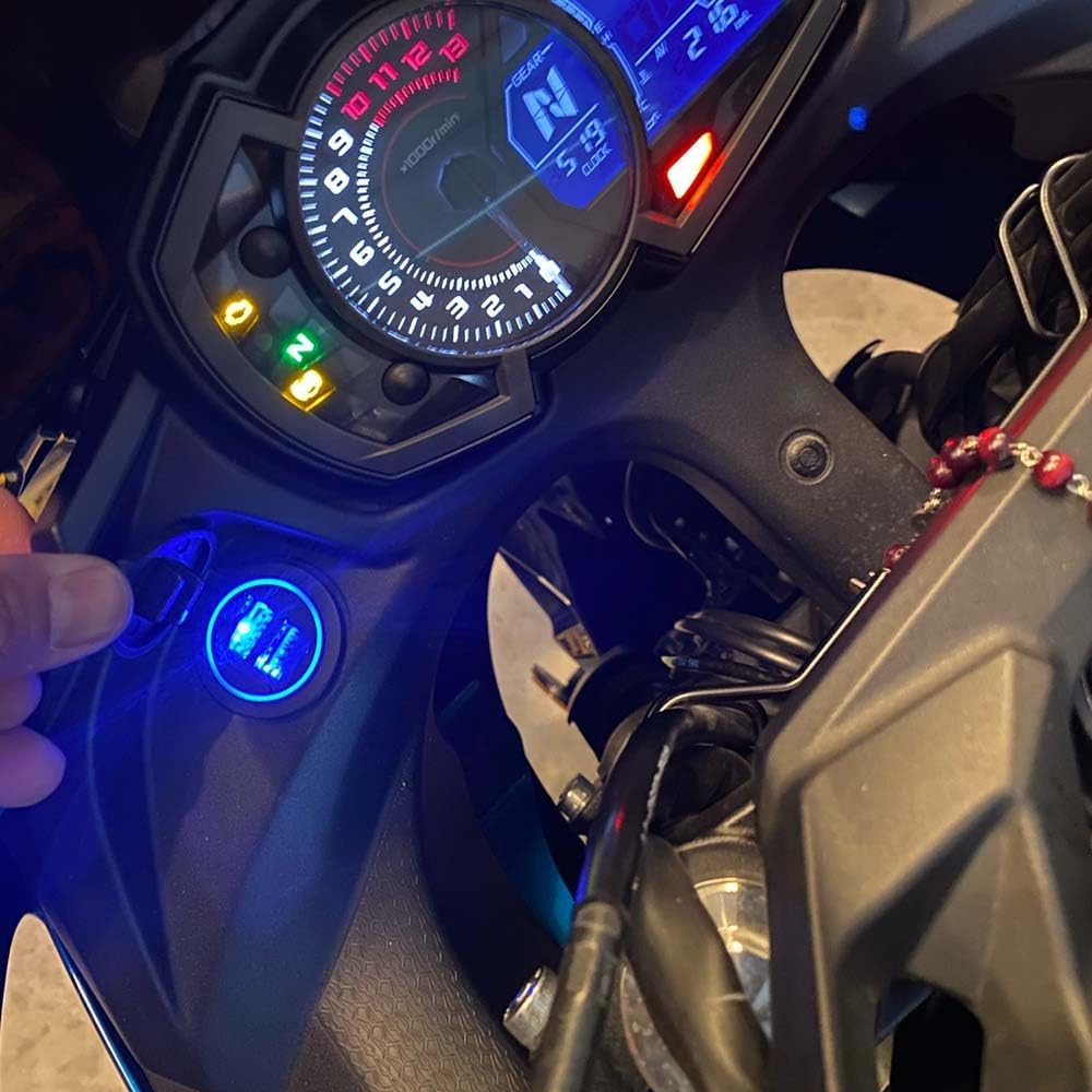 Motorcycle Dual USB Charger with Relay Battery Charger Compatible with Kawasaki Versys650 Versys1000 Ninja400 Ninja650 Versys 650 1000 X300 X650 Ninja 400 650