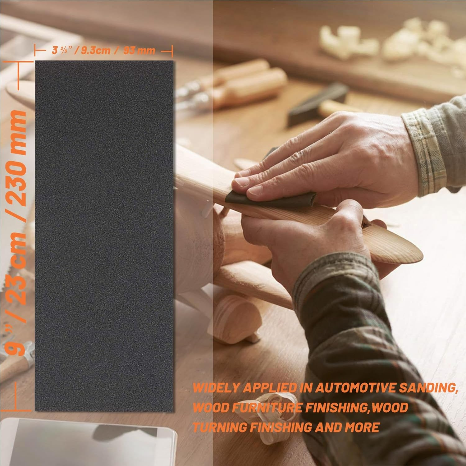 Sandpaper Set - 36 Sheets Sand Paper for Wood Glass Metal Finishing and Car Polish, Wet Dry Sanding Paper, Assorted Grit 120/220/320/400/600/800/1000/1200/1500/2000/2500/3000, 9 X 3.6 Inch image number 2