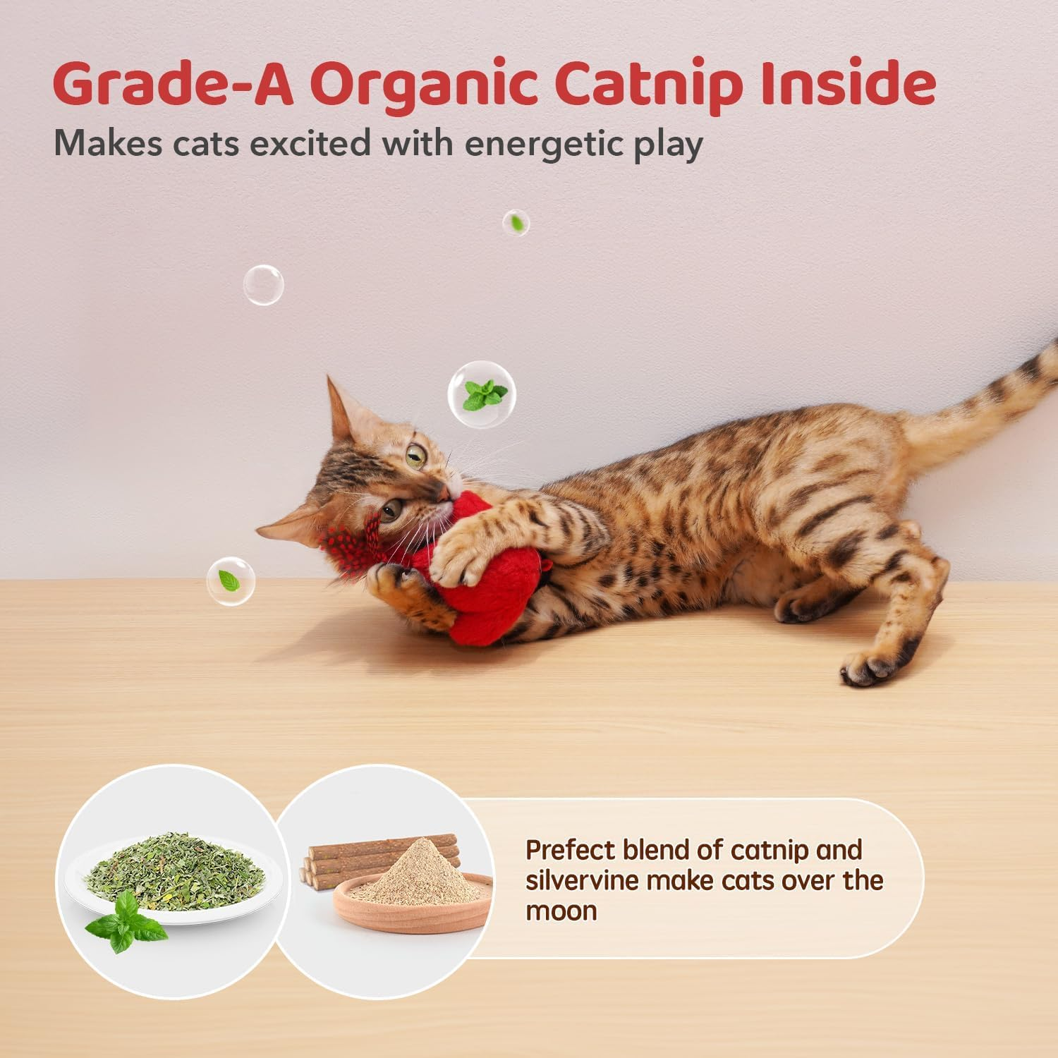 Cat Toys Chirping Birds 2 Pcs with Catnip Silvervine, Interactive Cat Kicker, Lifelike Birdie Tweets, Indoor Kitty Kitten Exercise Toys 4.0" image number 3