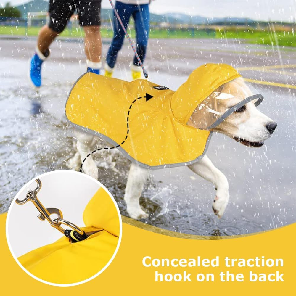 Adjustable Dog Raincoat with Hood, Waterproof Pet Rain Jacket with Reflective Strips, Lightweight & Safe Dog Poncho, Suitable for Pet Outdoor Walks image number 2