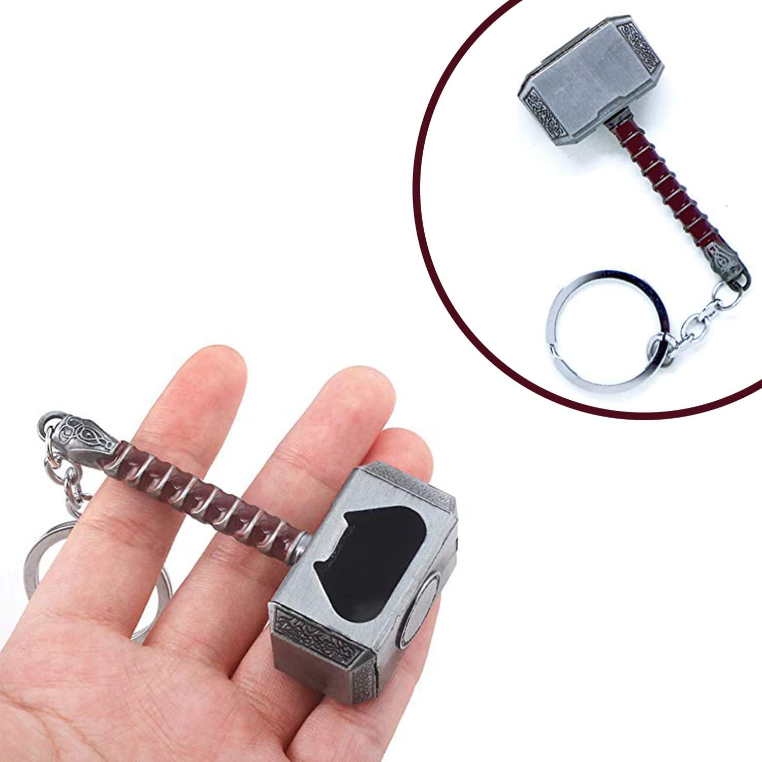 2-Pack Mjolnir Keychain Bottle Opener Infinity Gauntlet Keychain Bottle Opener, Thor Hammer Keychain Bottle Opener Thanos Glove Keychain Bottle Opener image number 5