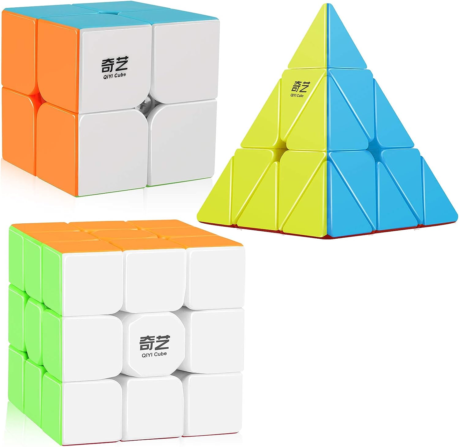 D-Fantix Qiyi Stickerless Speed Cube Set, Qidi S 2X2 Warrior W 3X3 Qiming Pyramid Magic Cube Puzzle Toys image number 5