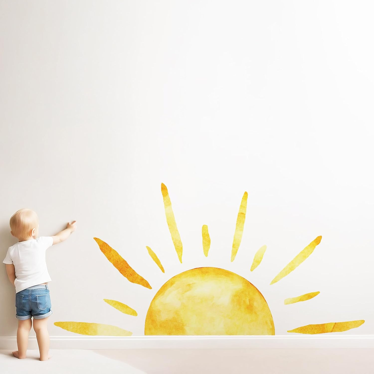 ('''') Half Sun Wall Decal Extra Large Boho Sun Wall Decals Peel and Stick Removable Sunshine Wall Stickers for Bedroom Decor Nursery Decor Playroom Decor