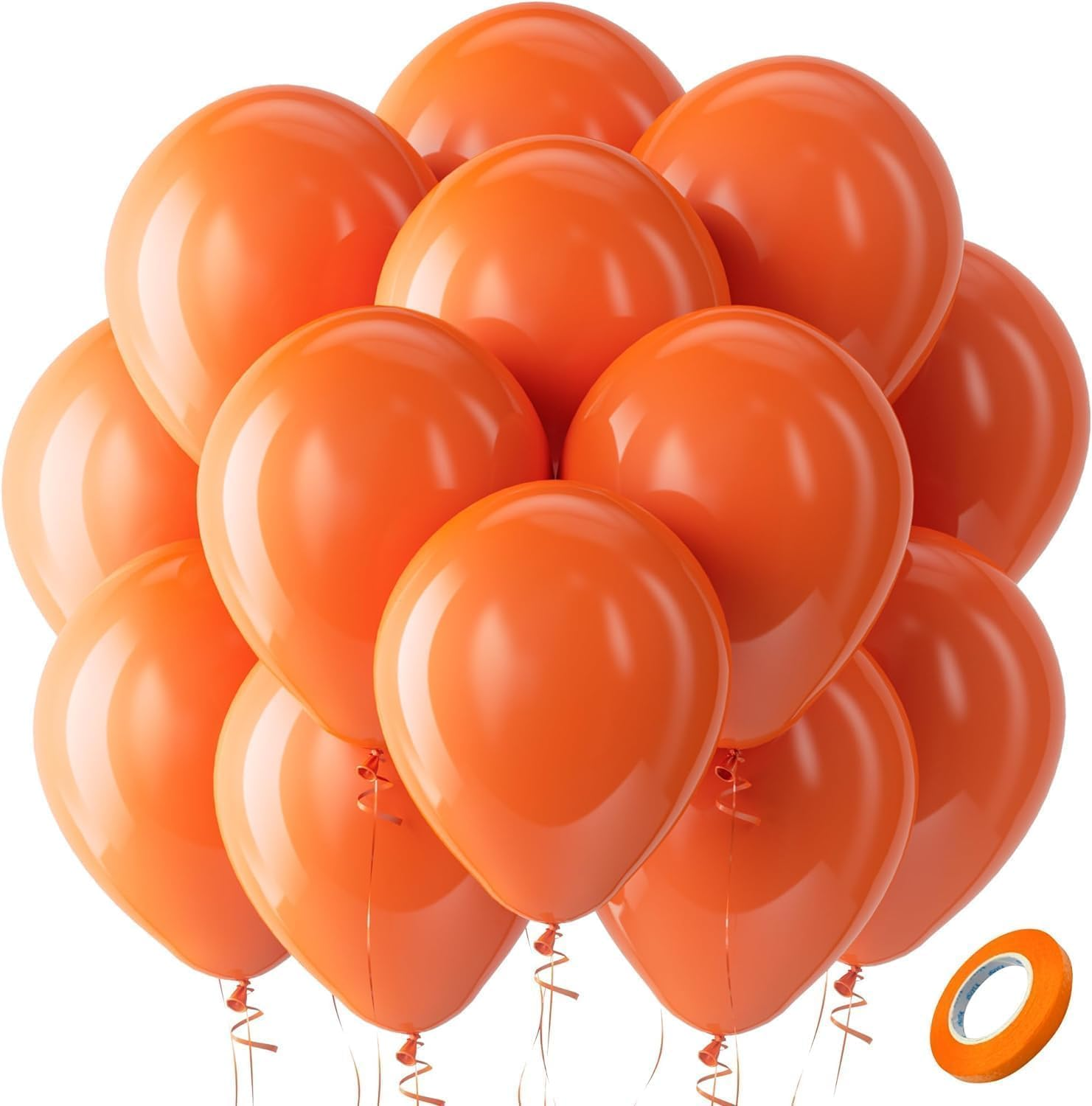 12 Inch Green Balloons Latex Party Balloons,Pack of 100 Complimentary :1 Pump and 33 Feet of Ribbon (Orange) image number 3