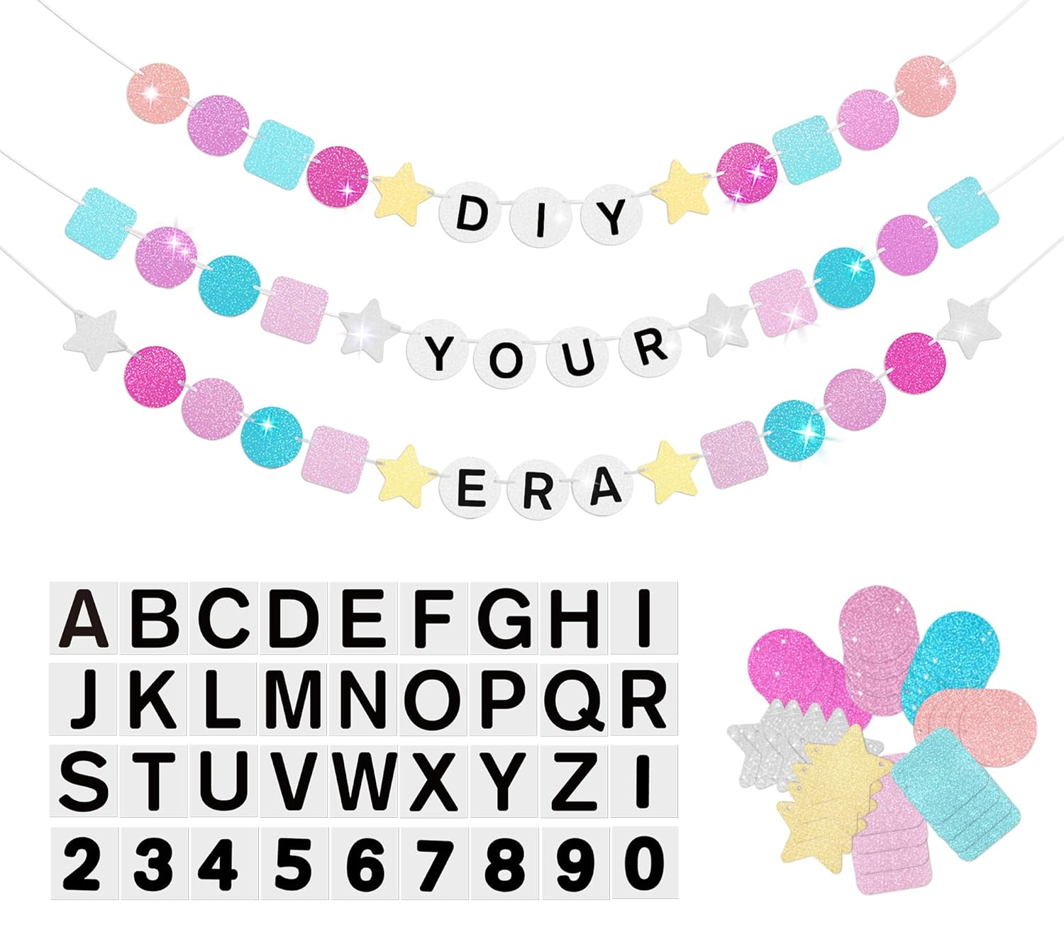 Fttoyoly 145 Pcs DIY Friendship Bracelet Birthday Banner, 5.4 Ft Glitter in My Birthday Era Banner Era Tour Decorations for Classroom Party Supplies image number 6