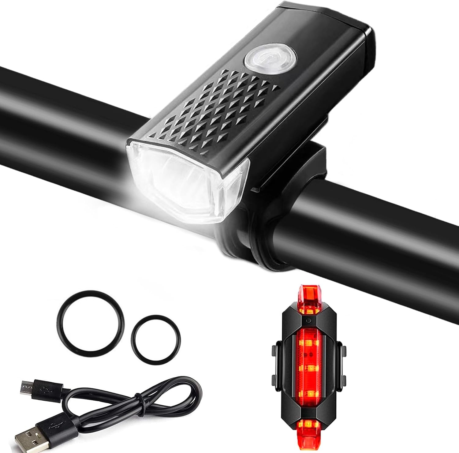 Rechargeable USB Bike Lights Set Waterproof Bike Headlight & Tail Light Set for Men Women Kids Road Mountain Cycling Night Riding image number 6